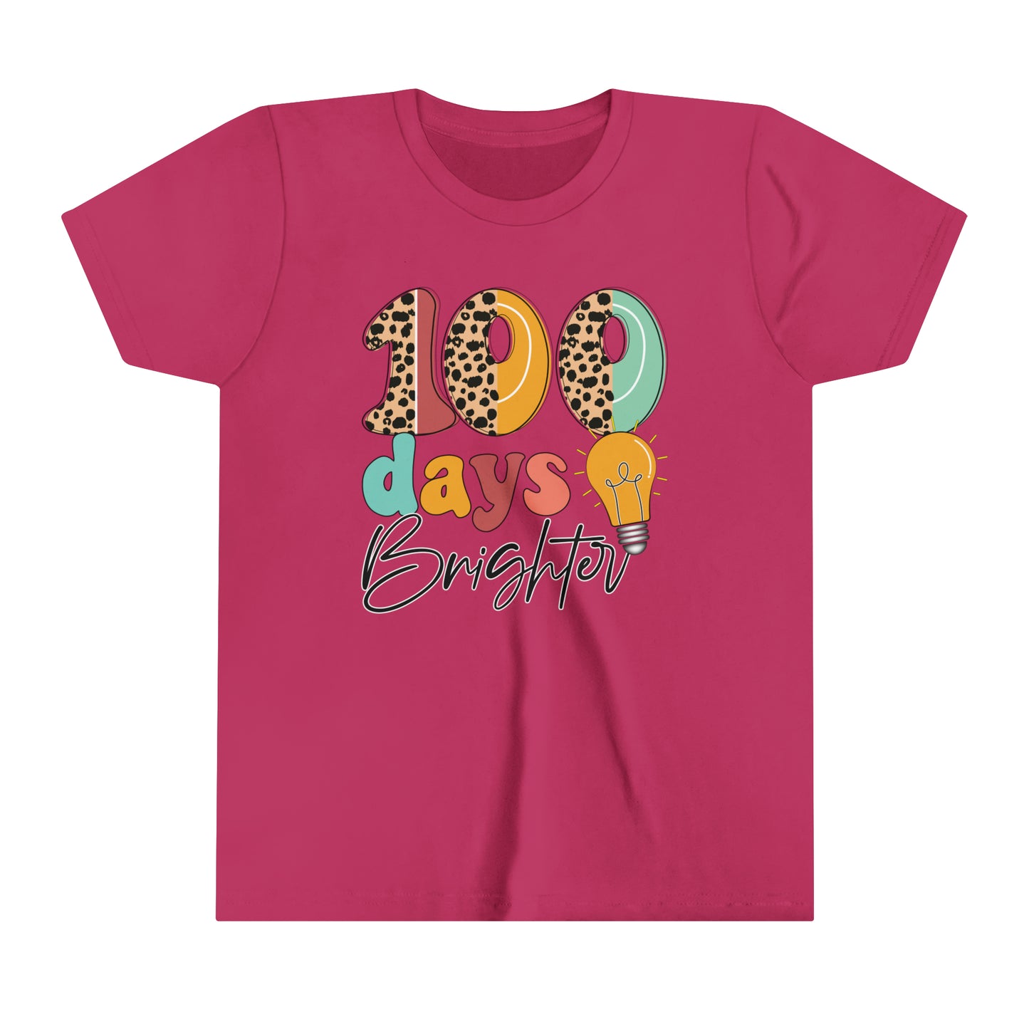 100 Days Brighter 100 Days of School Girl's Youth Short Sleeve Tee