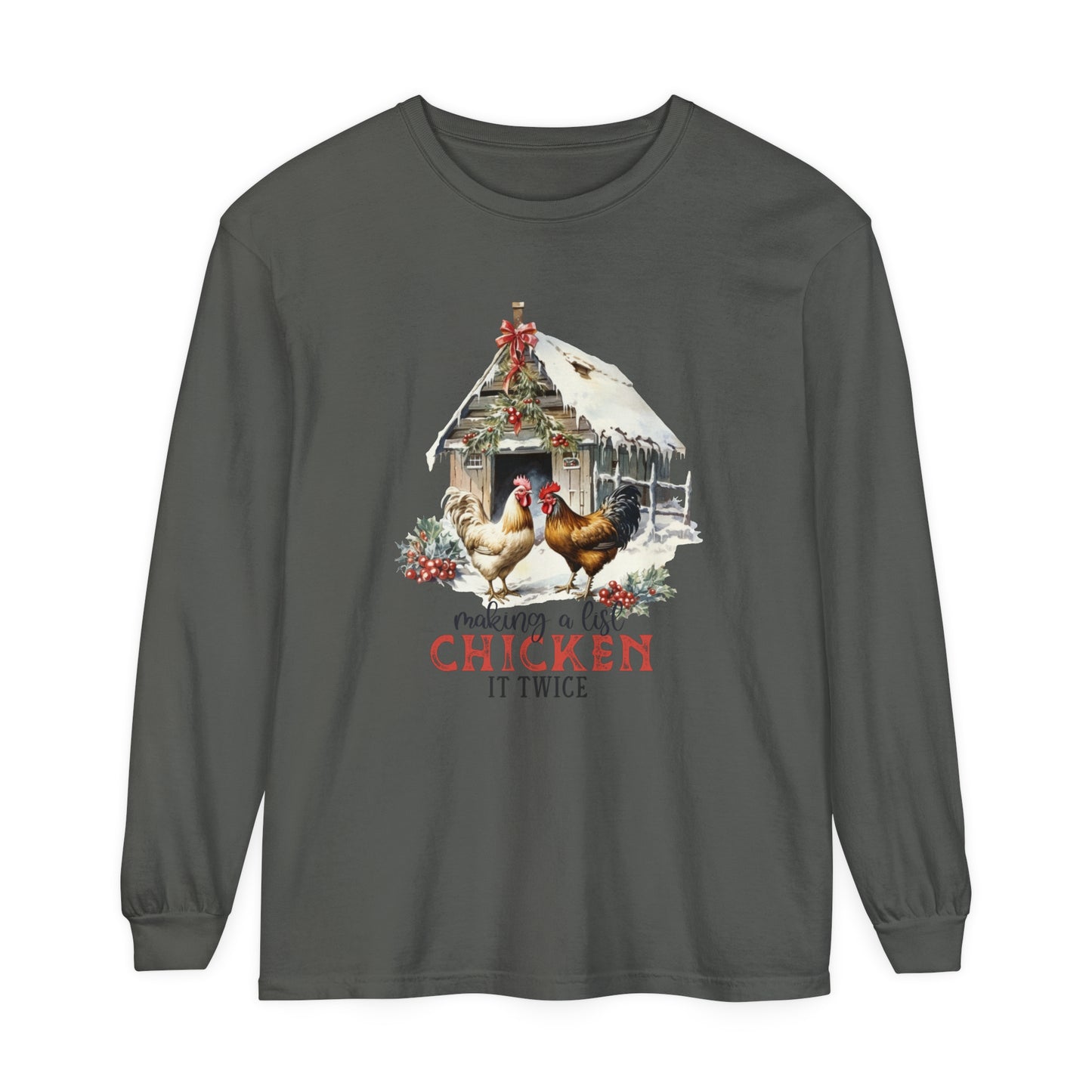 Farm Chickens Christmas Women's Holiday Loose Long Sleeve T-Shirt