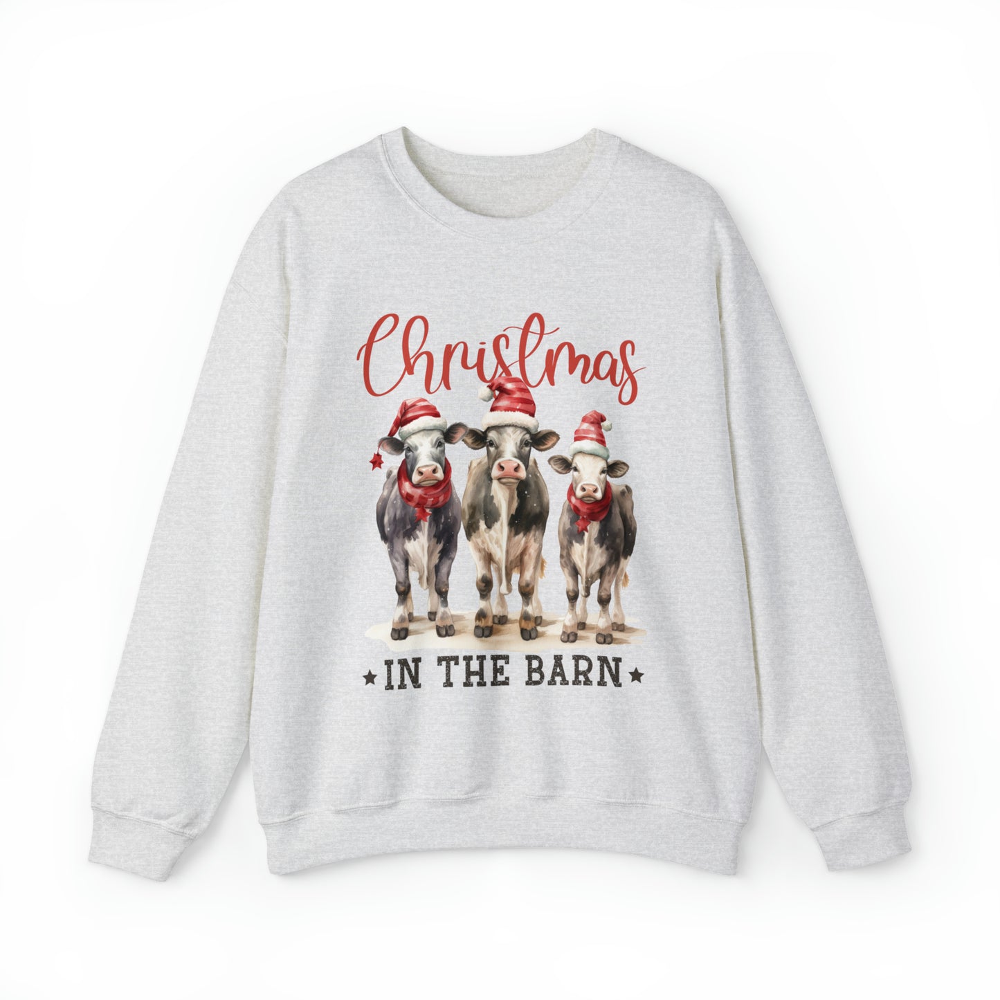 Christmas in the Barn Cows Women's Christmas Crewneck Sweatshirt