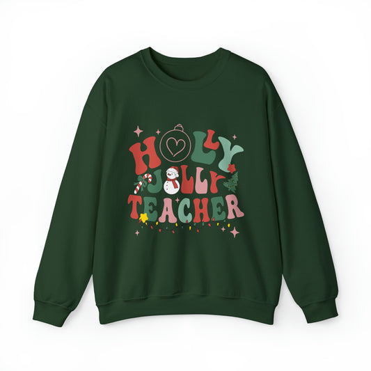 Holly Jolly Teacher Women's Christmas Sweatshirt