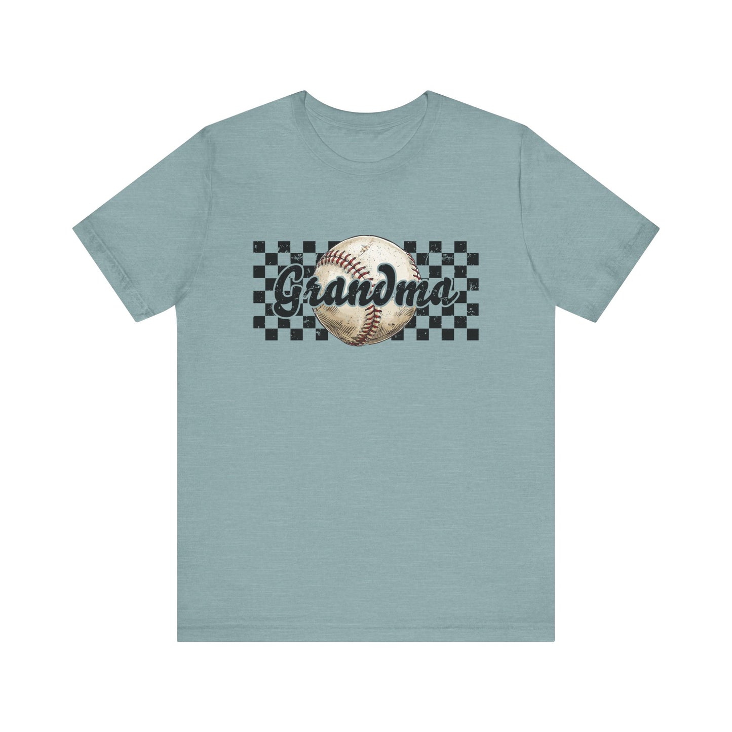 Baseball Grandma Checkered Women's Short Sleeve Shirt