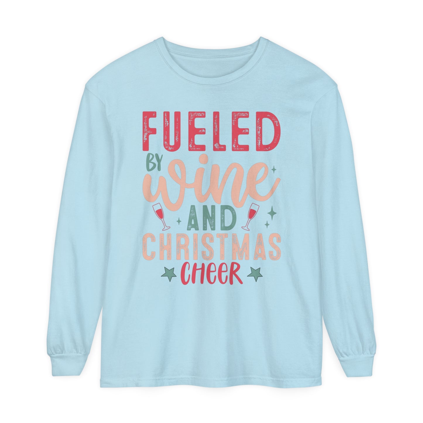 Fueled by Wine and Christmas Cheer Women's Christmas Loose Long Sleeve T-Shirt