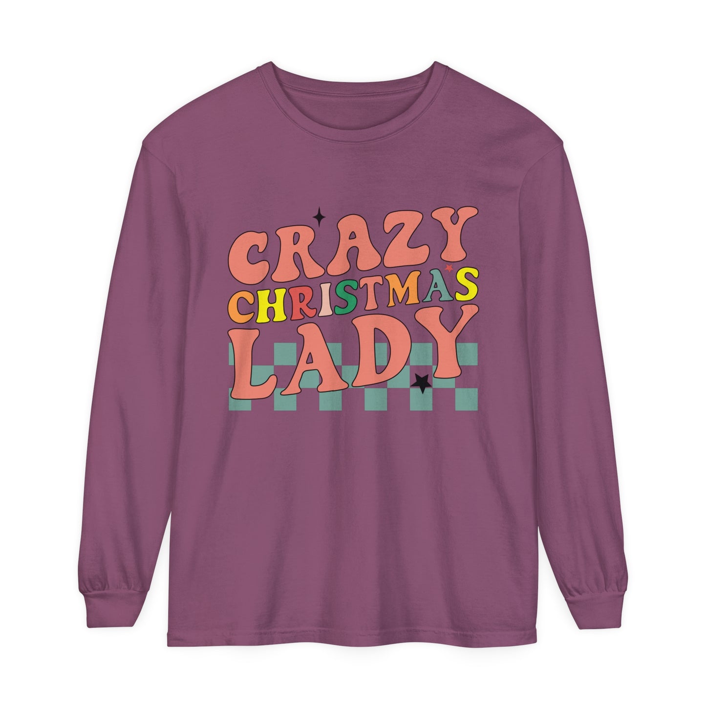 Crazy Christmas Lady Women's Christmas Loose Long Sleeve T-Shirt