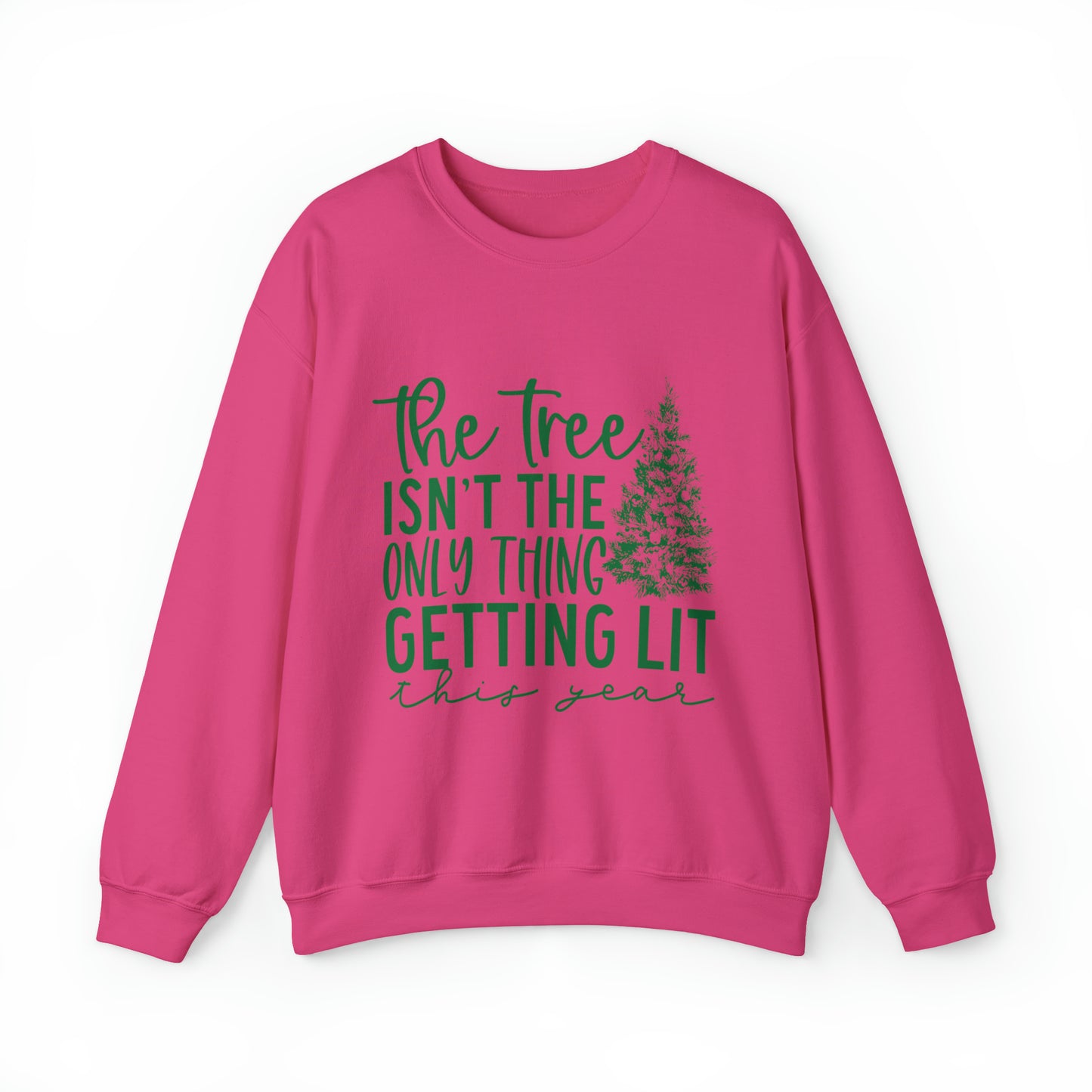 Tree Getting Lit with Green Women's Christmas Crewneck Sweatshirt