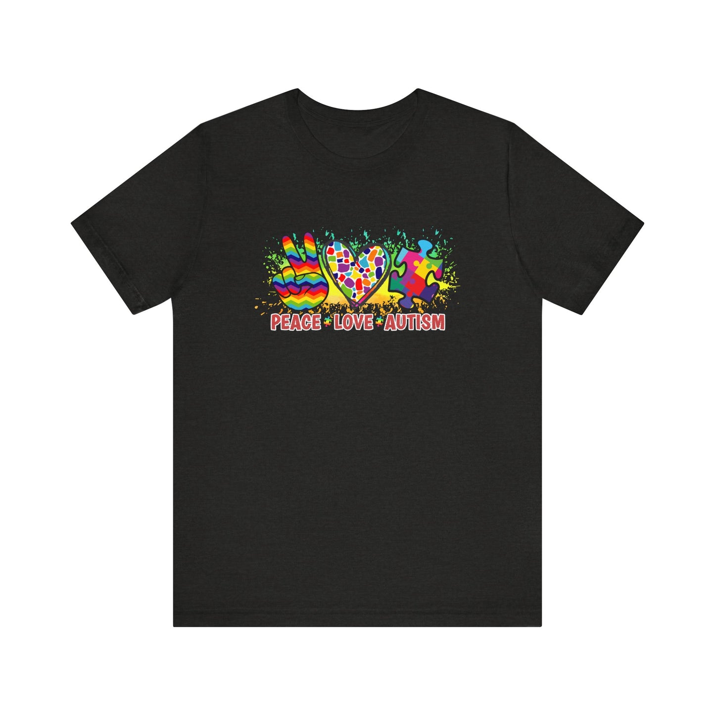 Peace Love Autism Autism Awareness Advocate Short Sleeve Tee