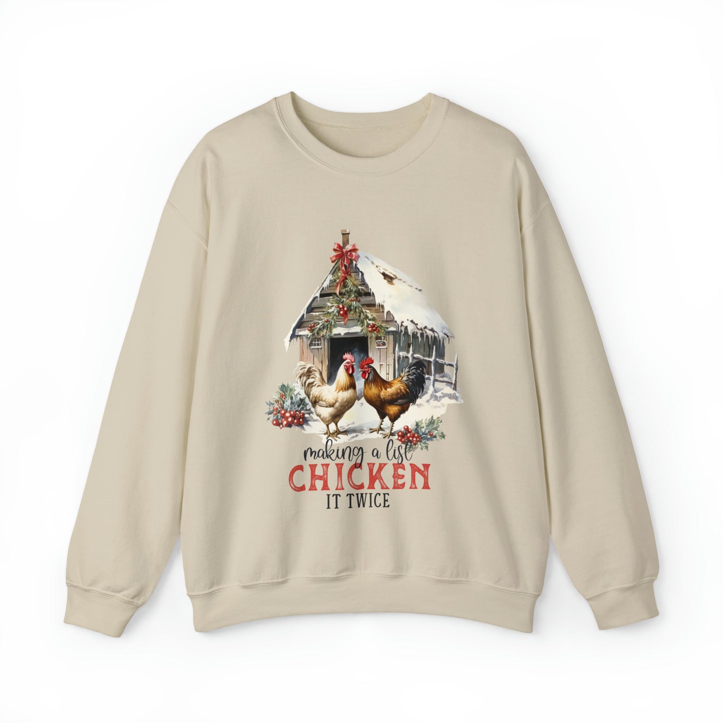 Making a List Chicken it Twice Women's Christmas Crewneck Sweatshirt