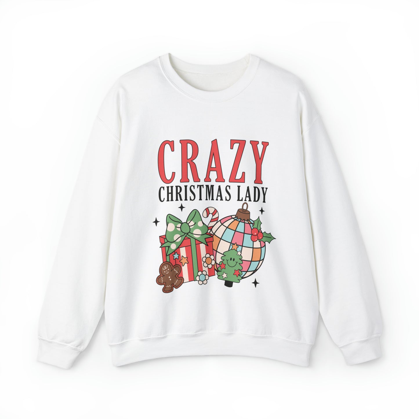 Crazy Christmas Lady Women's Crewneck Sweatshirt