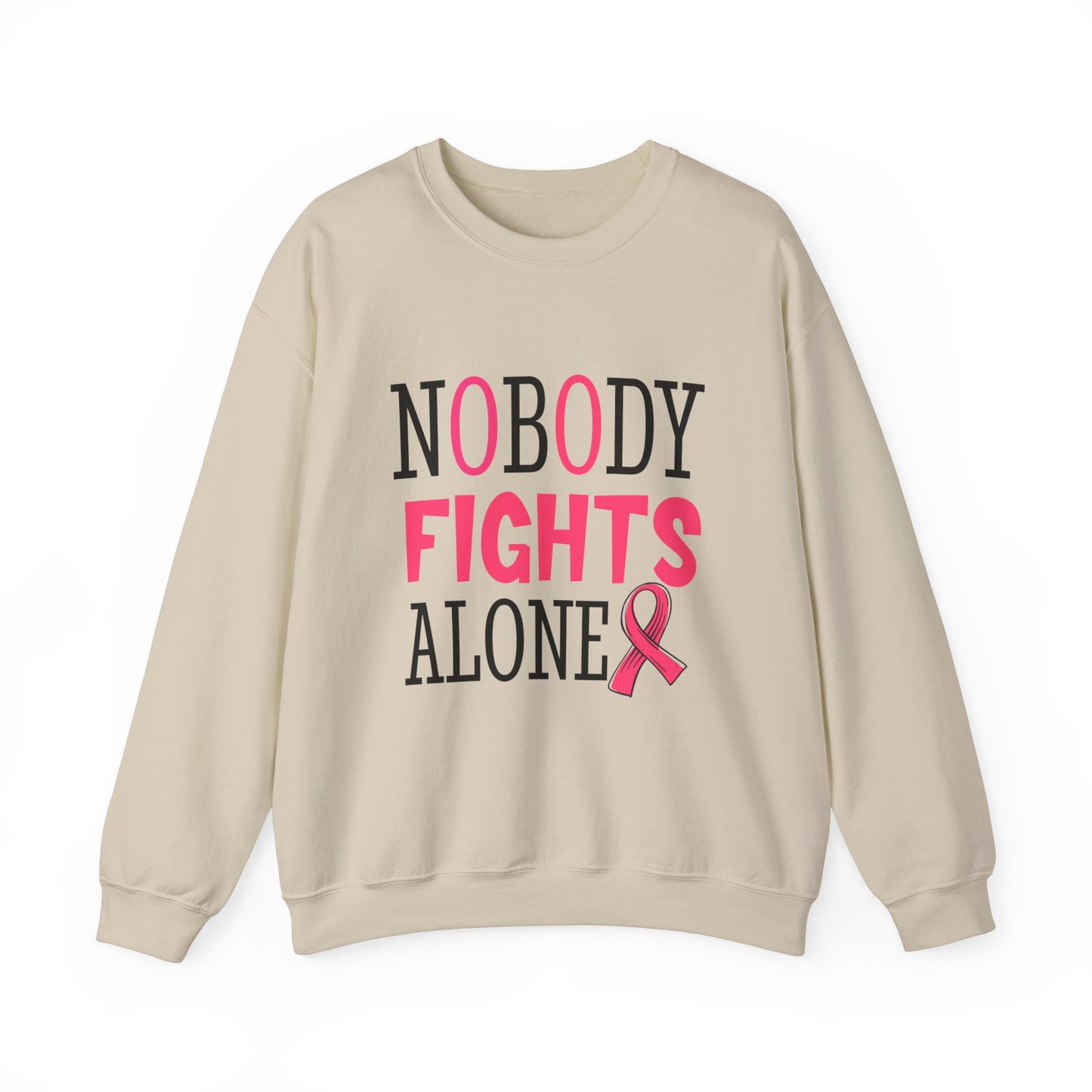 Nobody Fights Alone Breast Cancer Awareness Women's Crewneck Sweatshirt