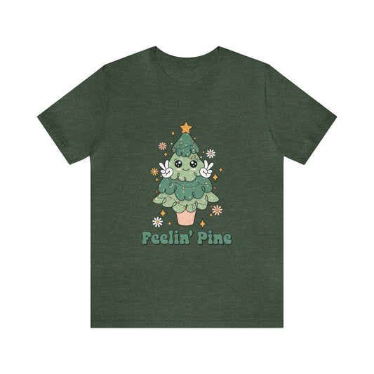 Feelin' Pine Women's Short Sleeve Christmas Tree T Shirt