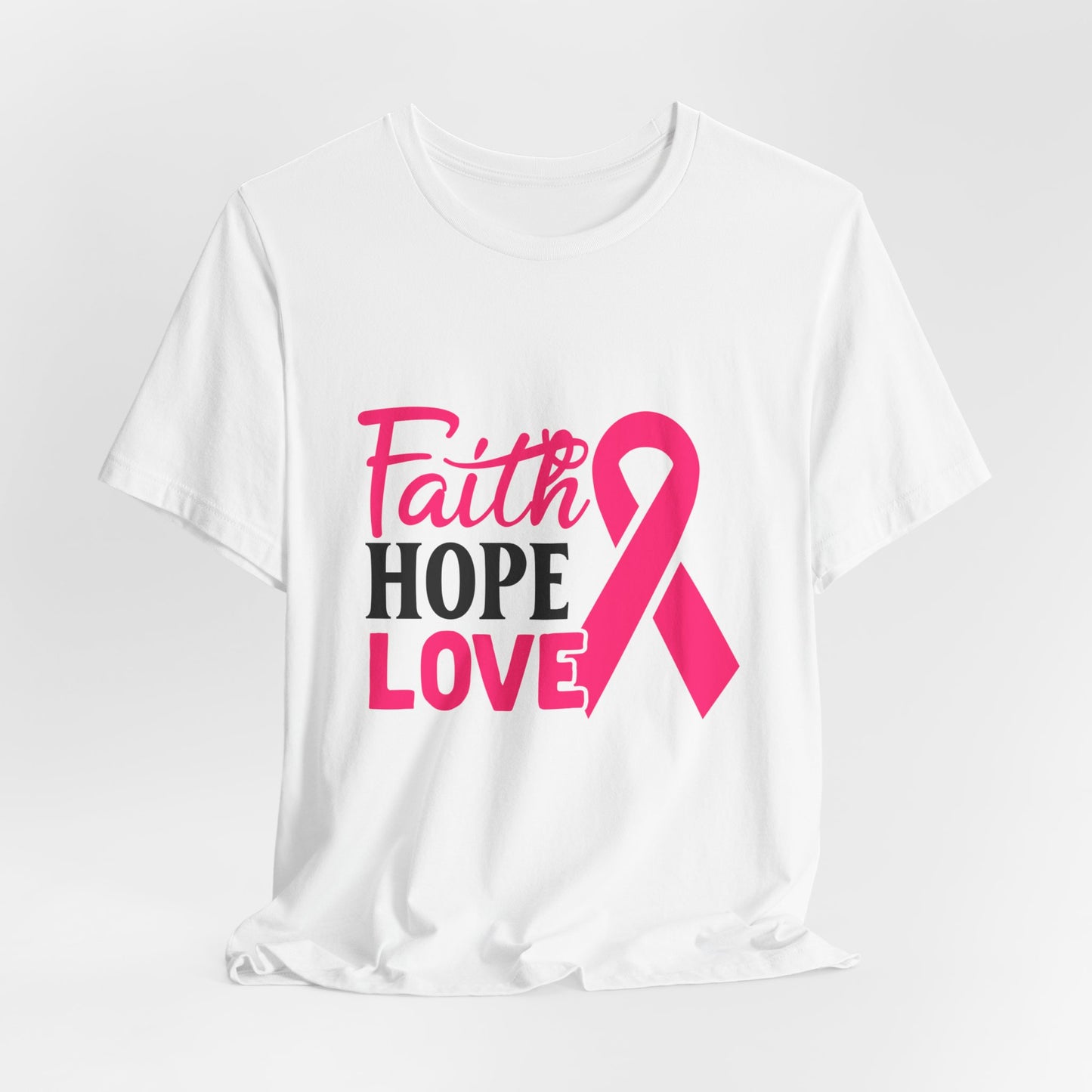 Faith Hope & Love Women's Breast Cancer Awareness Short Sleeve Tee