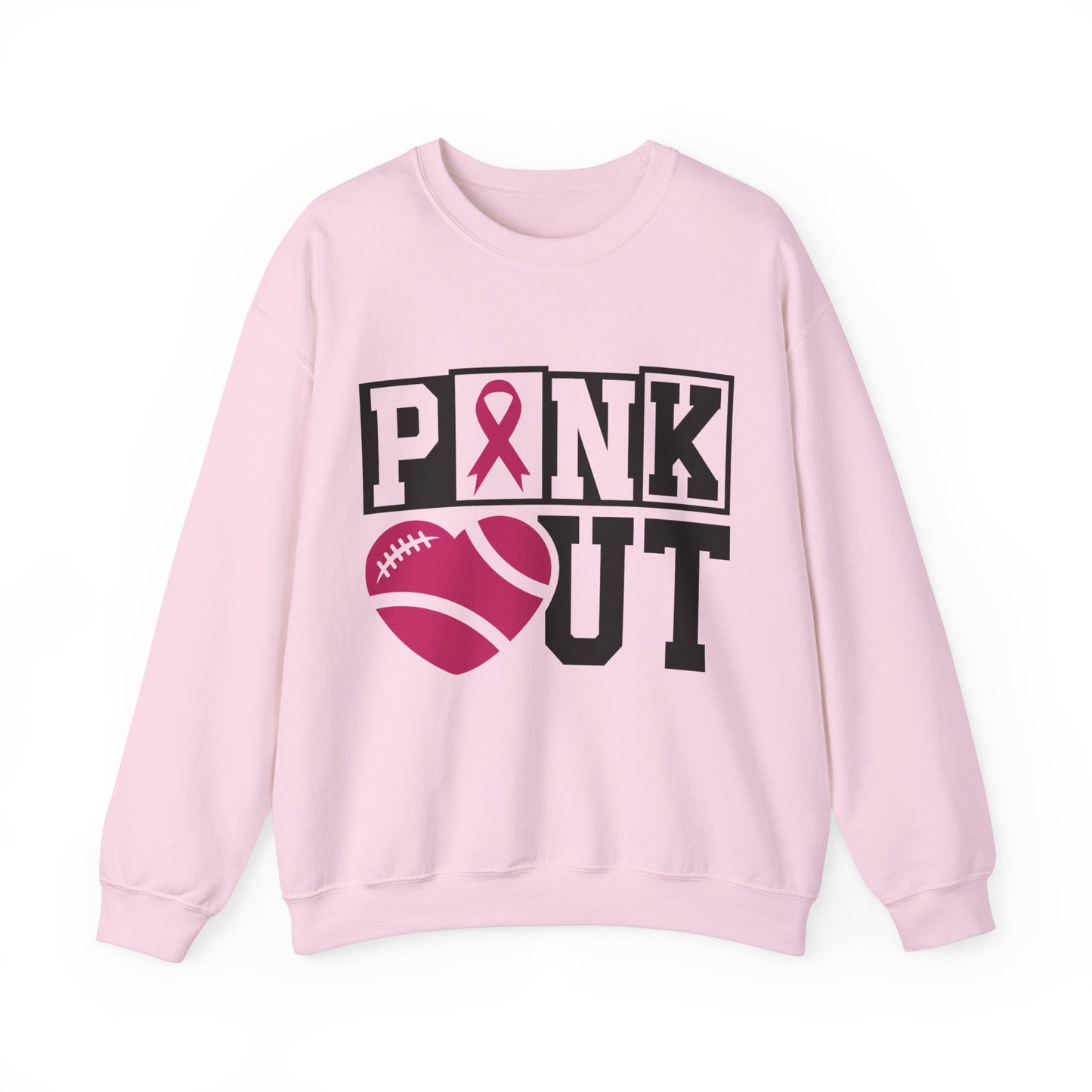 Pink Out Block Lettering Breast Cancer Awareness Women's Unisex Crewneck Sweatshirt