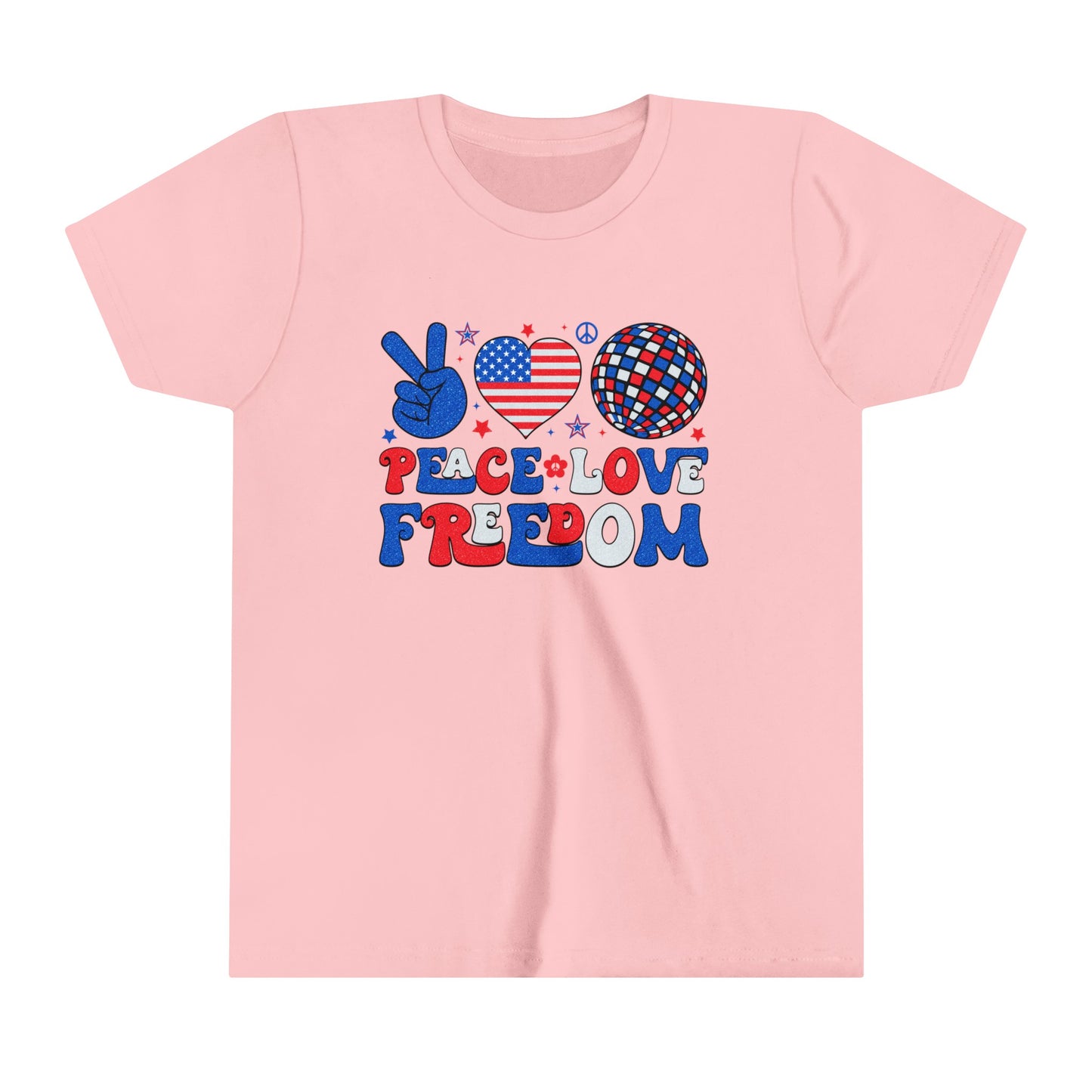 Peace Love Freedom 4th of July USA Youth Shirt
