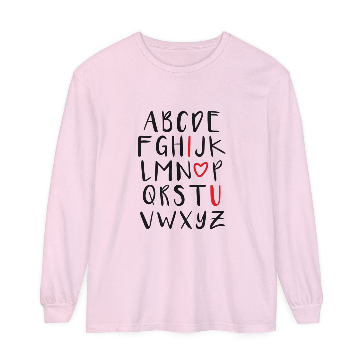 Alphabet I <3 U Women's Loose Long Sleeve T-Shirt