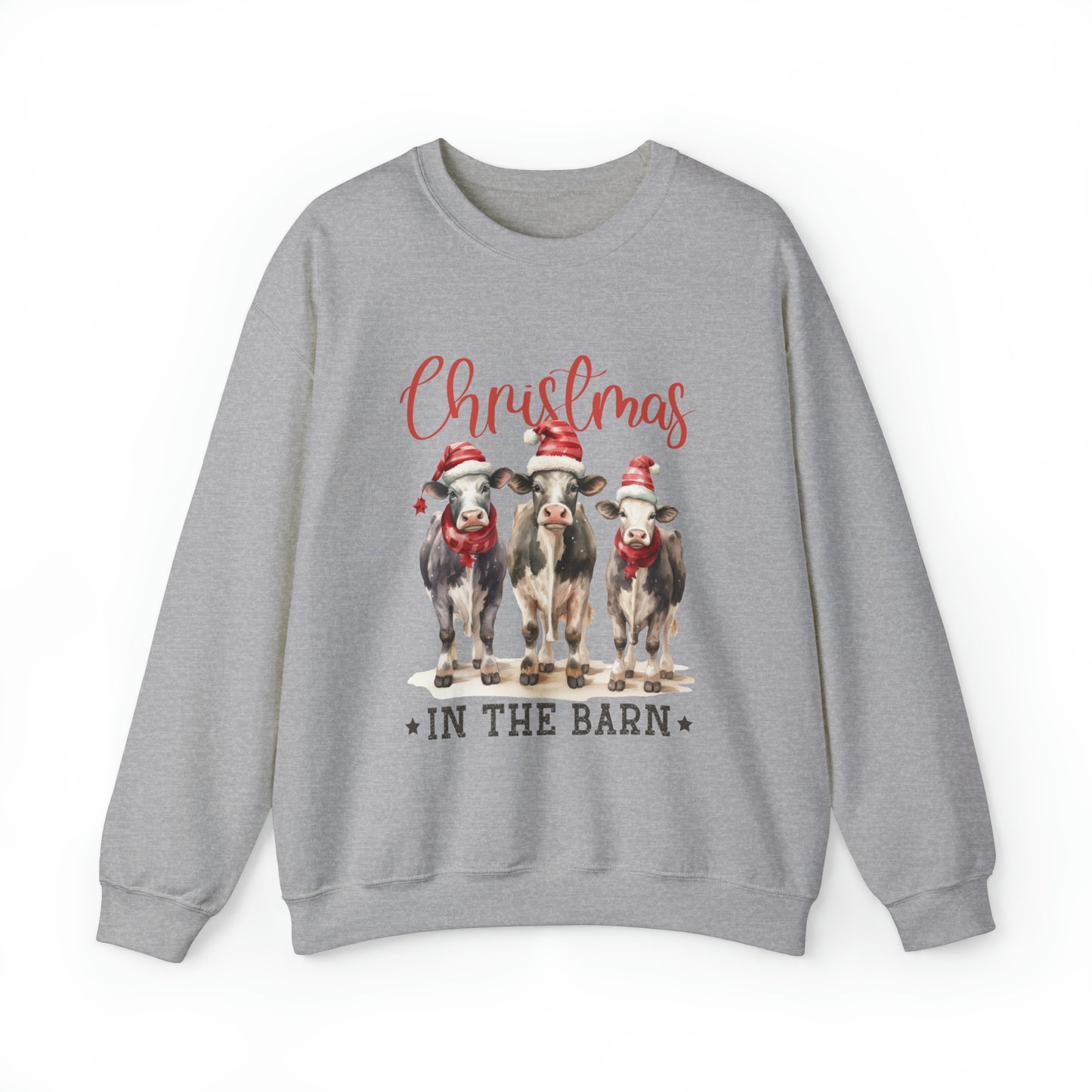 Christmas in the Barn Cows Women's Christmas Sweatshirt