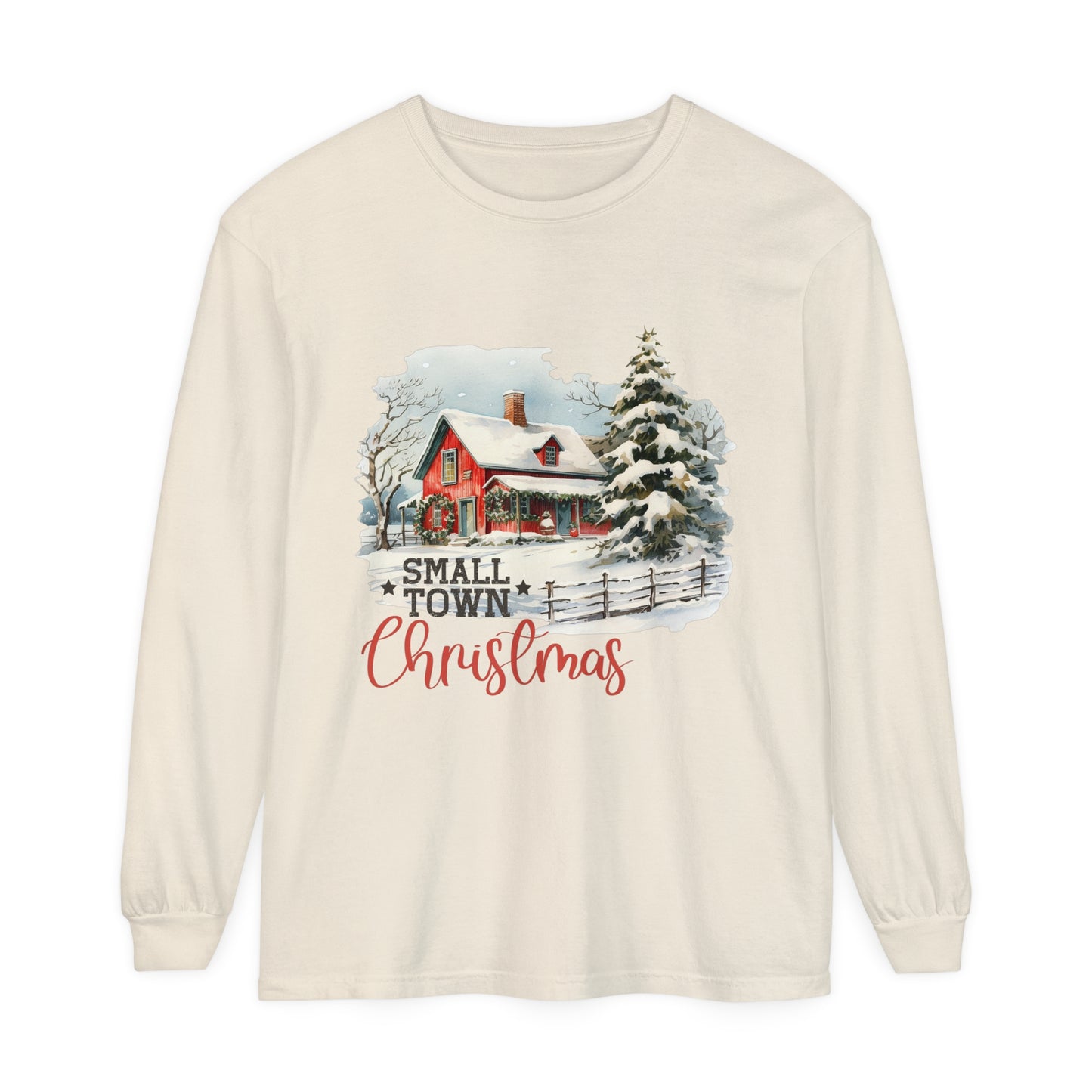 Small Town Christmas Women's Holiday Loose Long Sleeve T-Shirt