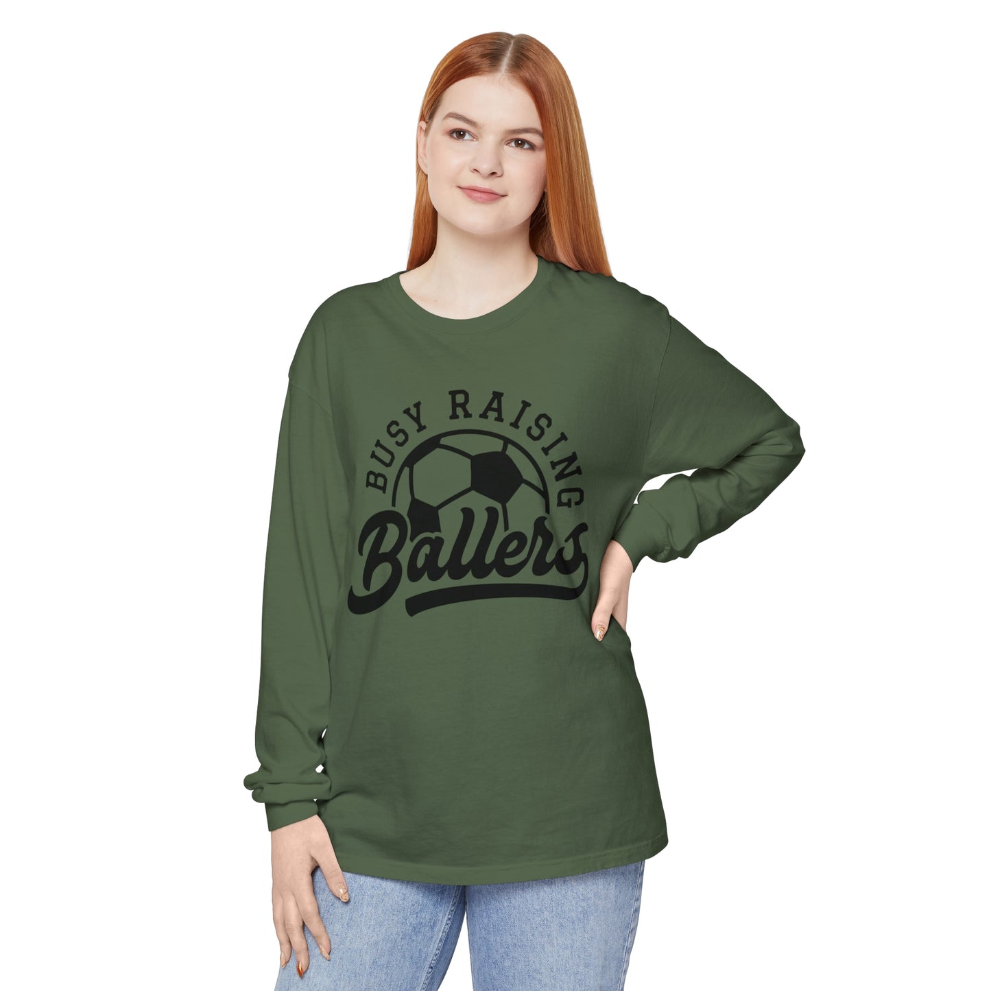 Busy Raising Ballers Soccer Mom and Dad Long Sleeve T-Shirt