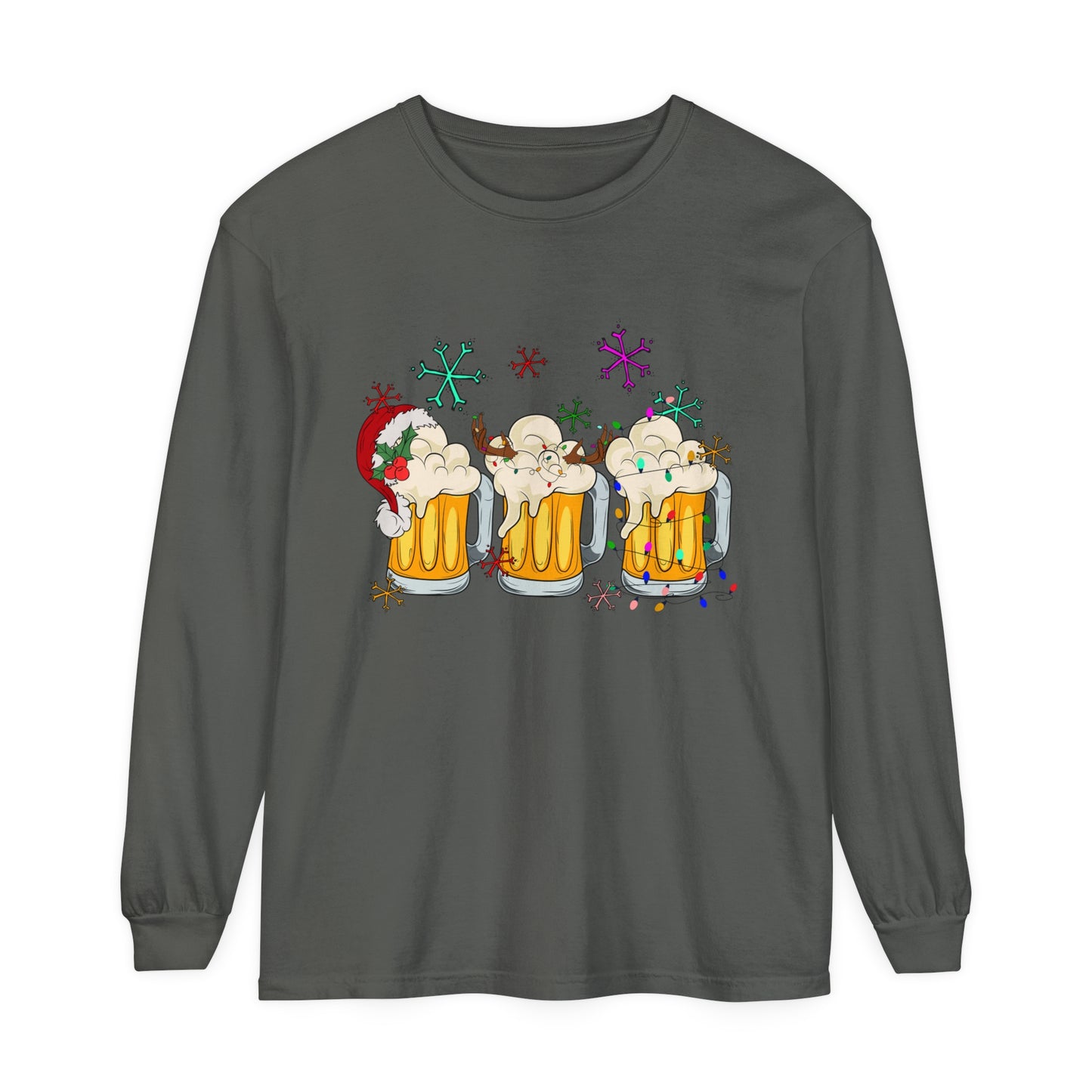 Funny Christmas Beers Adult Unisex Loose Long Sleeve T-Shirt