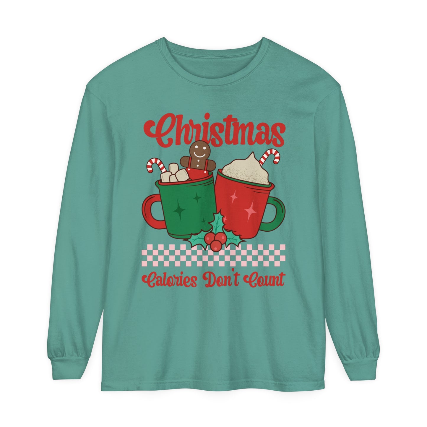 Christmas Calories Don't Count Women's Christmas Holiday Loose Long Sleeve T-Shirt