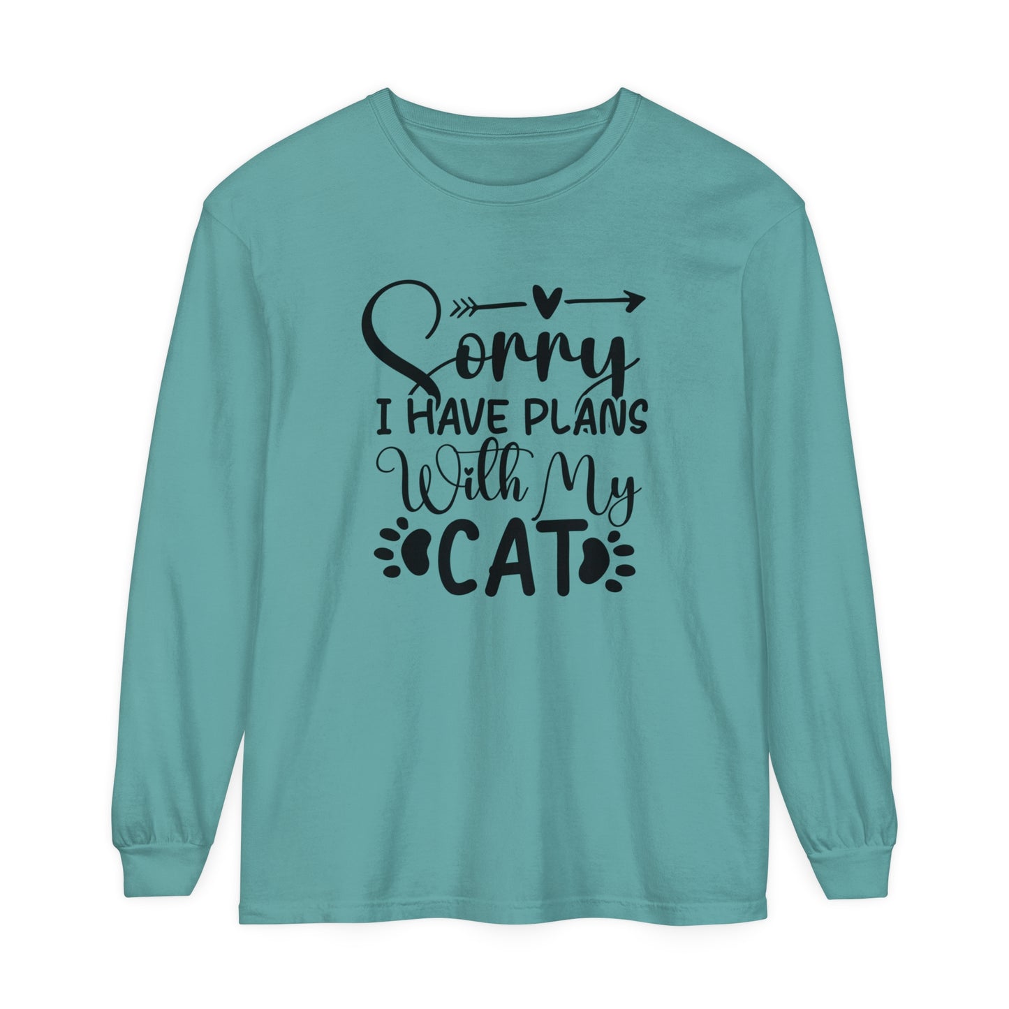 Sorry I have plans with my cat -  Cat Mom Women's Loose Long Sleeve T-Shirt