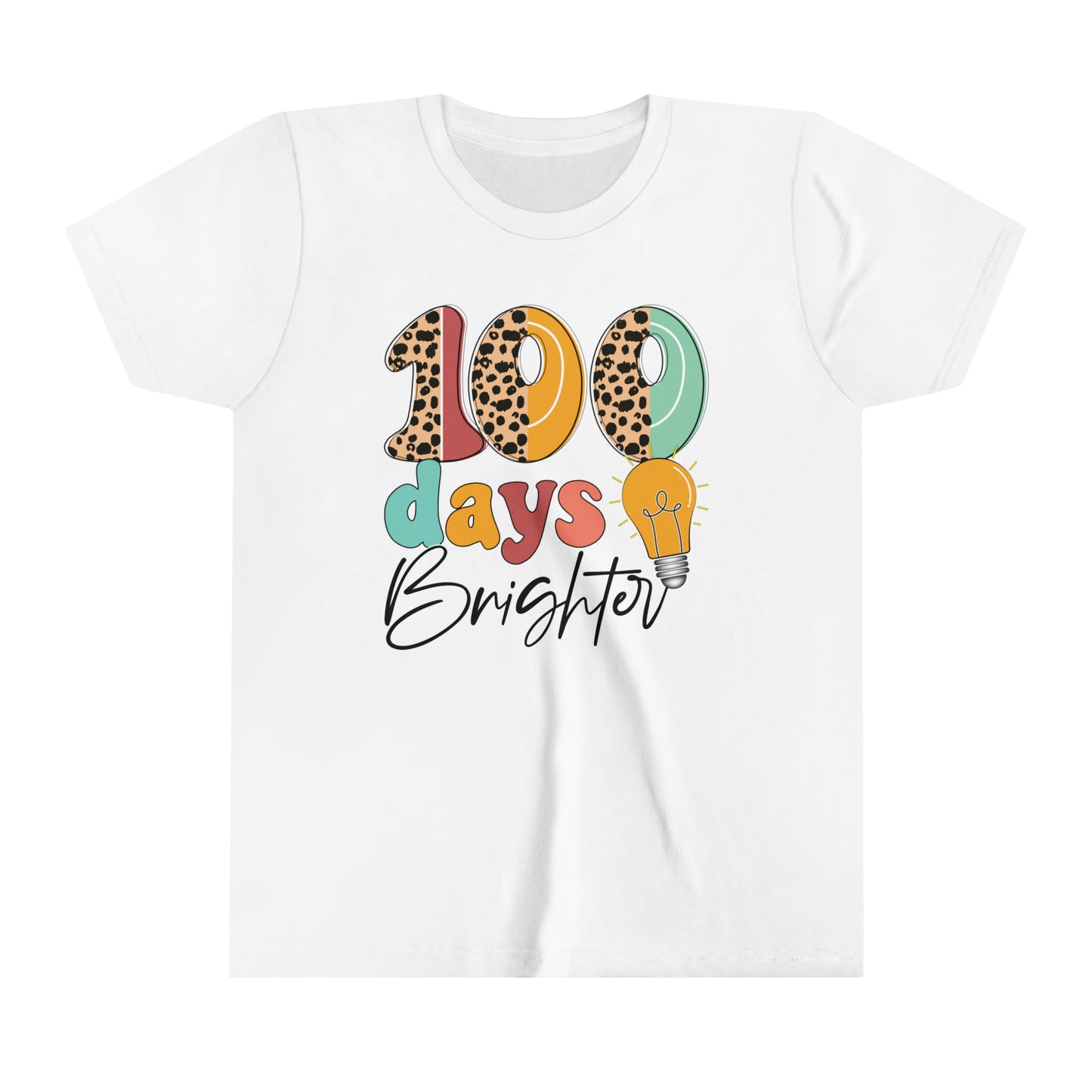 100 Days Brighter 100 Days of School Girl's Youth Short Sleeve Tee