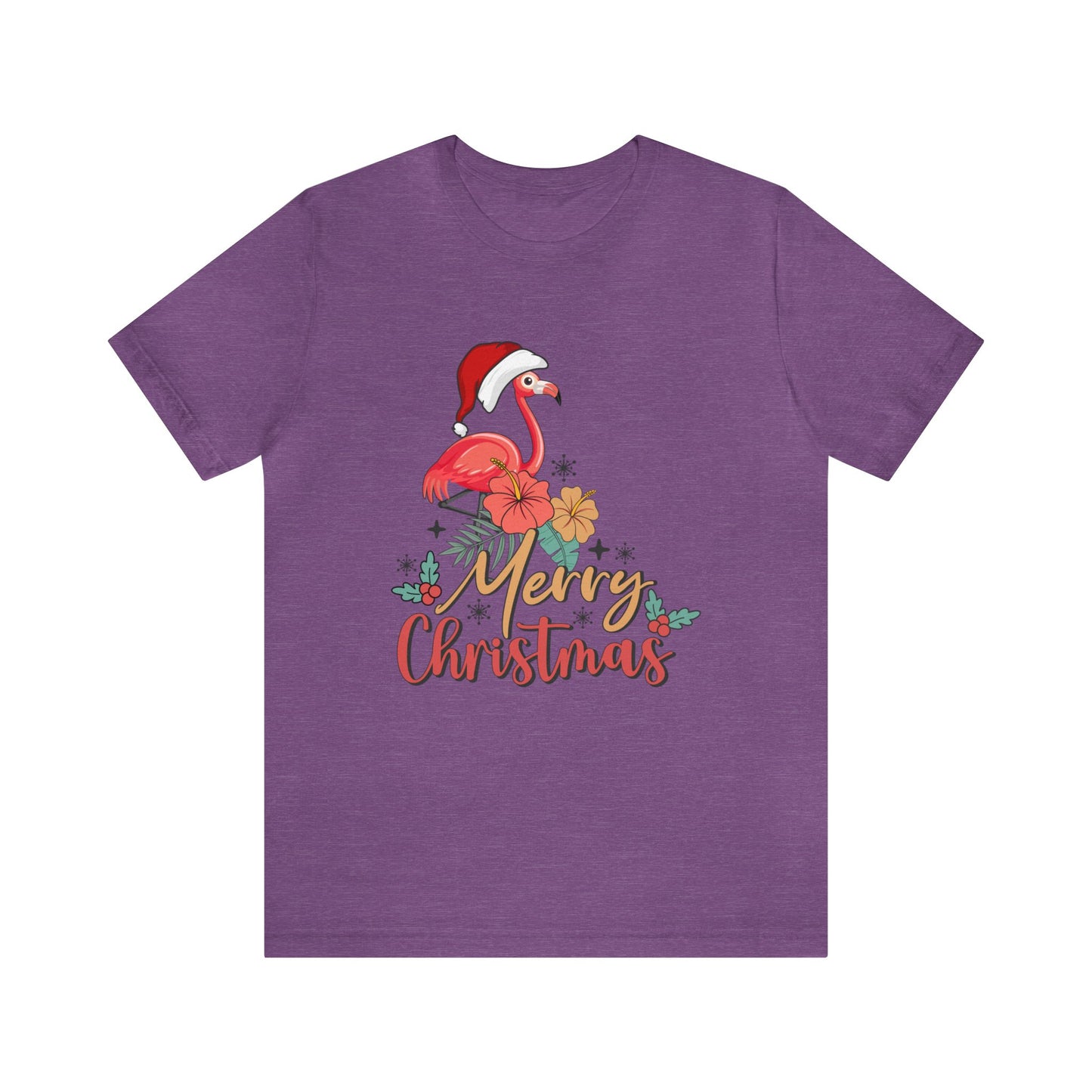 Merry Christmas Flamingo Women's Short Sleeve Christmas T Shirt