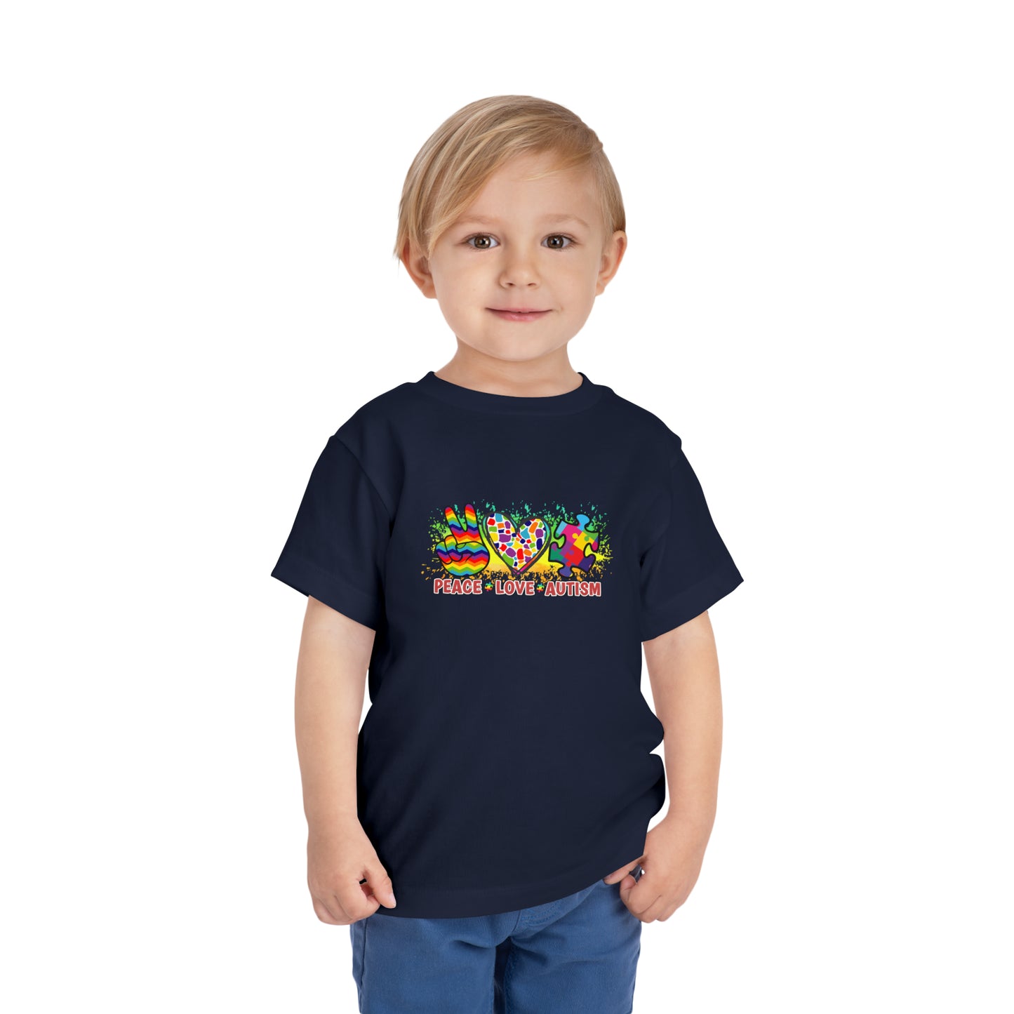 Peace Love Autism Awareness Advocate Toddler Short Sleeve Tee