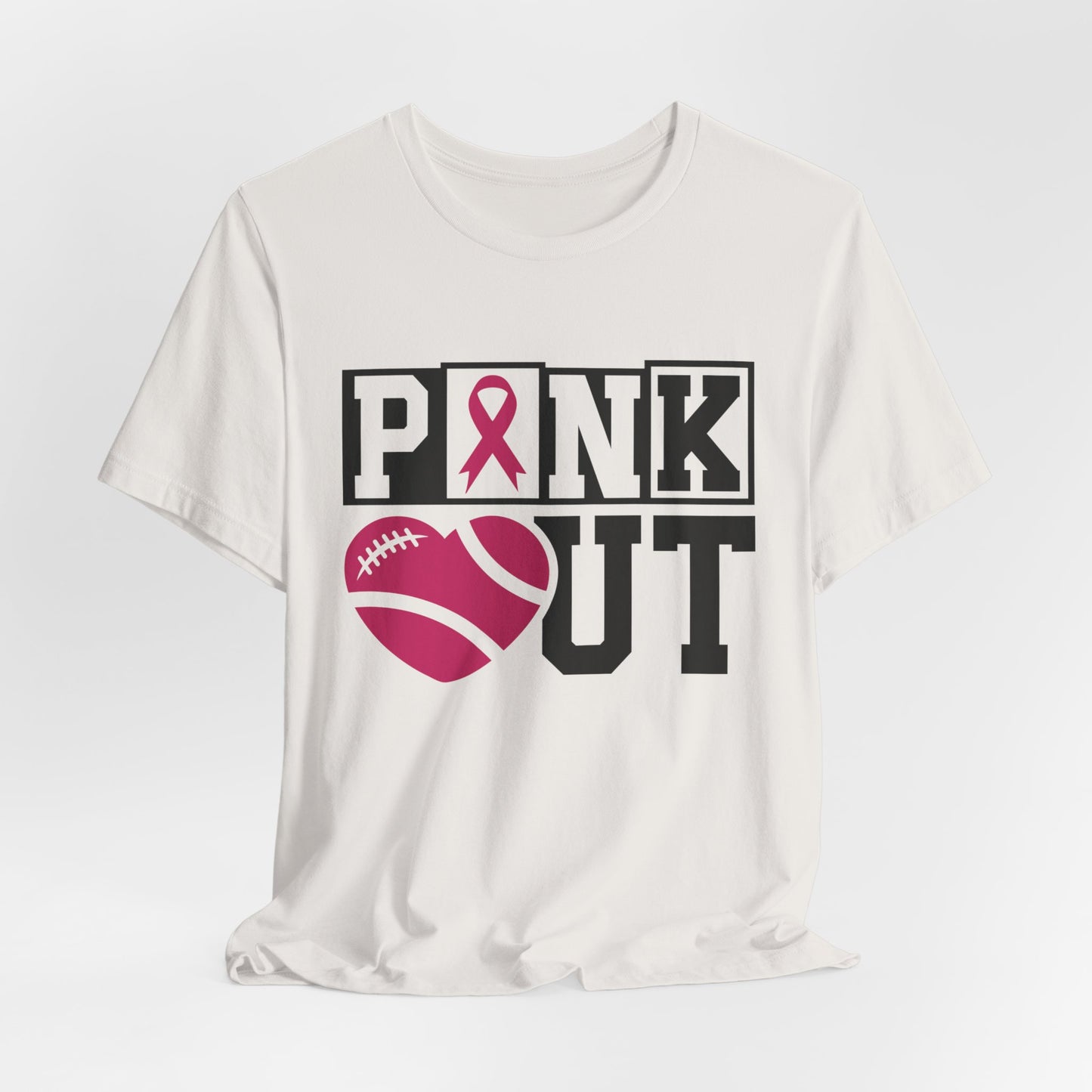 Pink Out Women's Blocked Lettering Breast Cancer Awareness Short Sleeve Tee