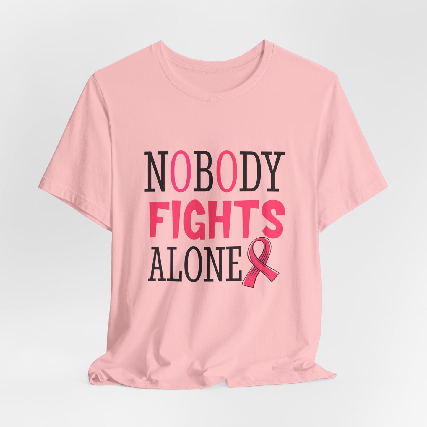 Nobody Fights Alone Women's Breast Cancer Awareness Short Sleeve Tee