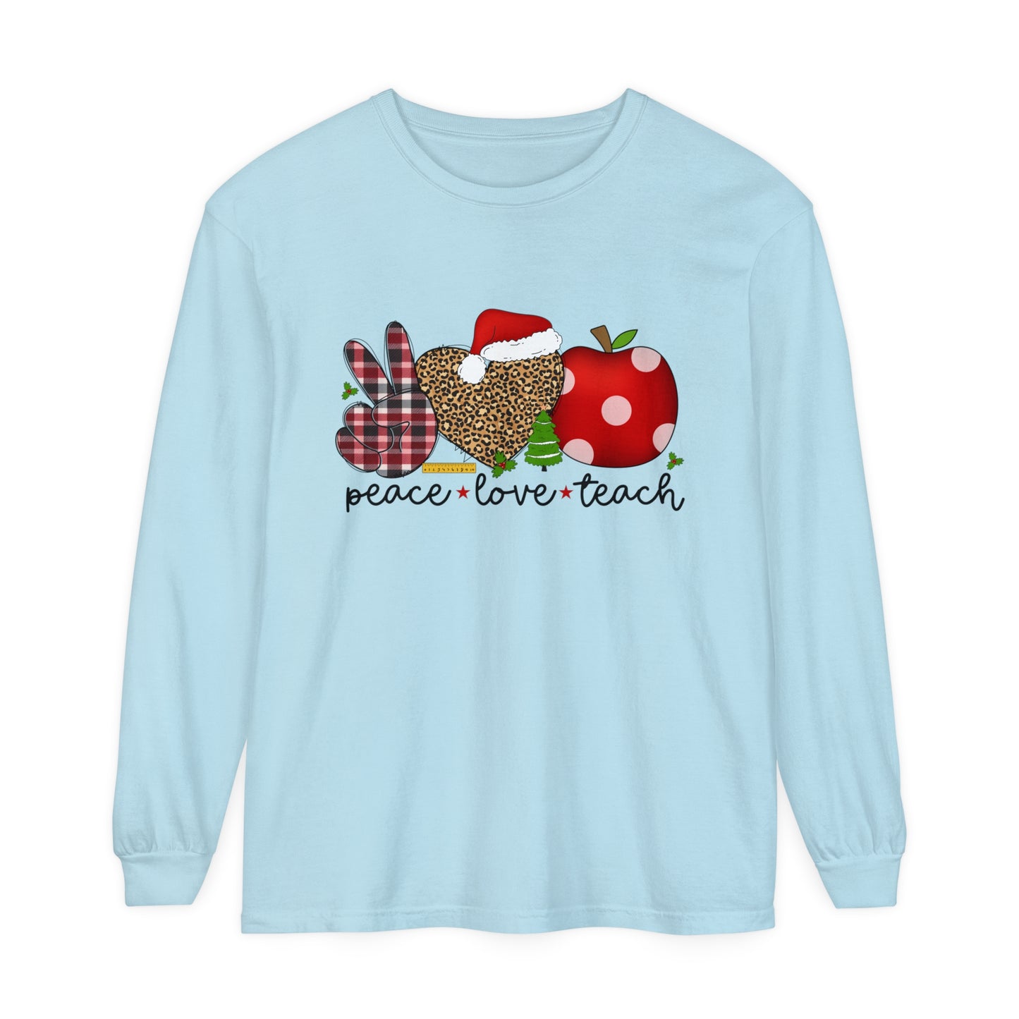 Peace Love Teach Women's Christmas Loose Long Sleeve T-Shirt