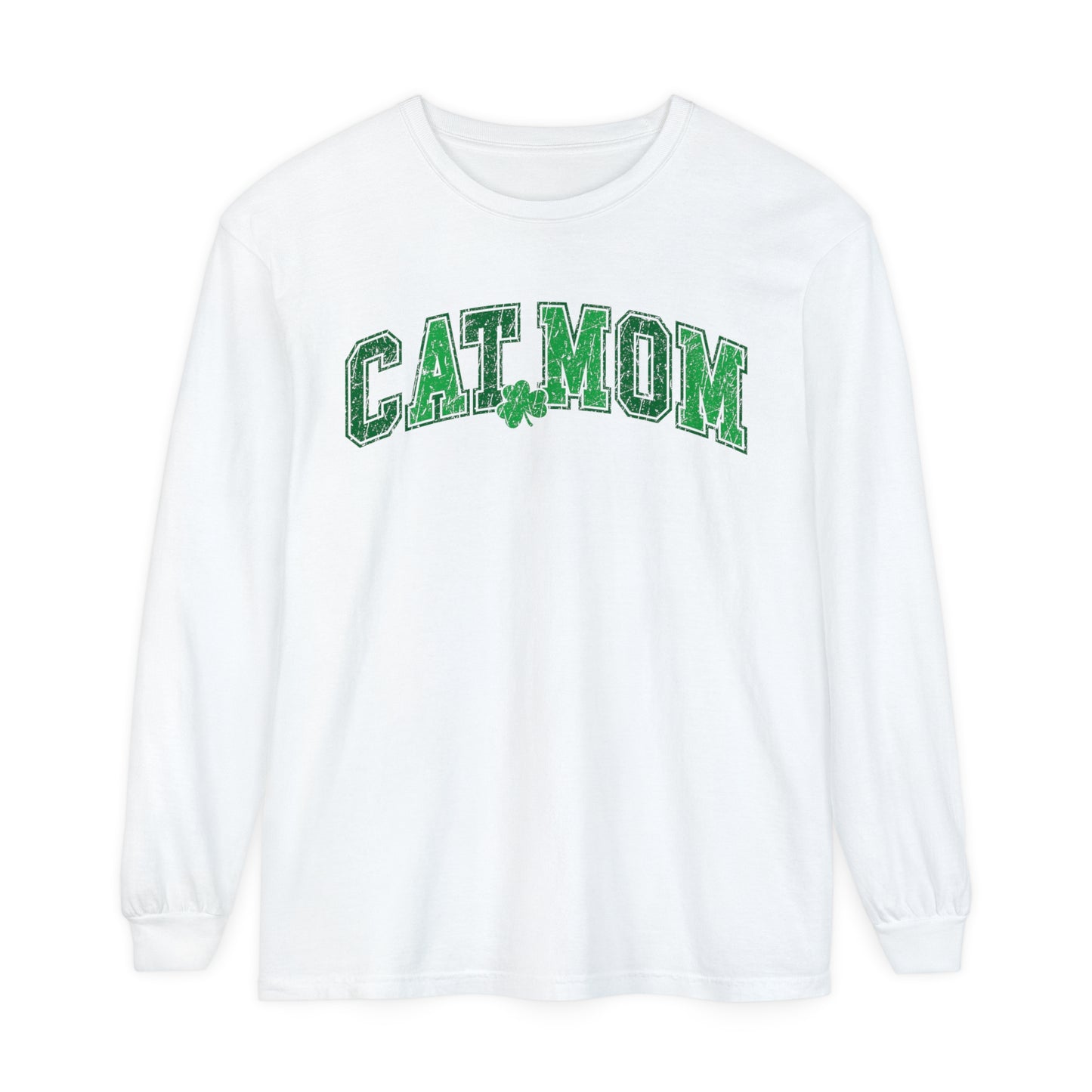 Cat Mom St. Patrick's Day Women's Loose Long Sleeve T-Shirt