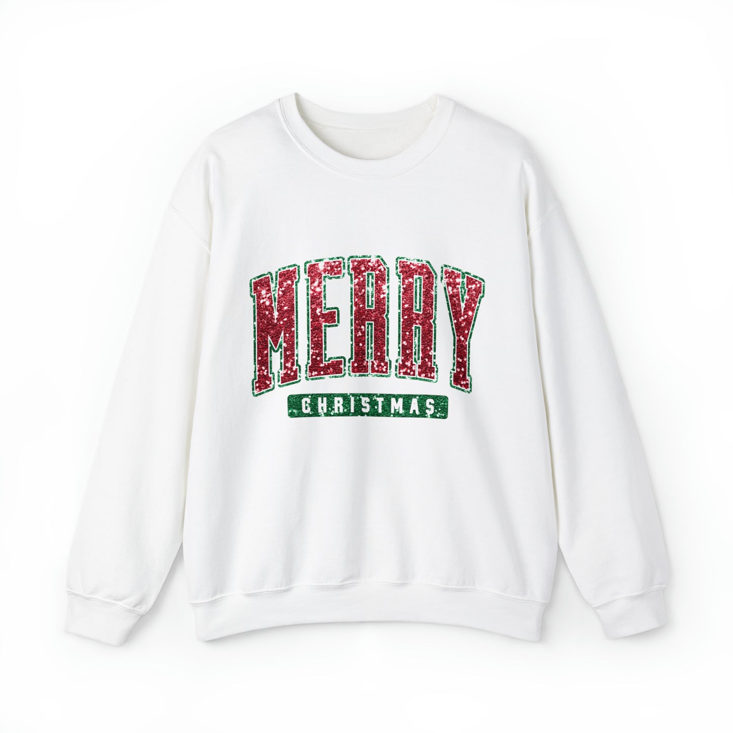 Merry Christmas Red Sparkle Women's Christmas Crewneck Sweatshirt