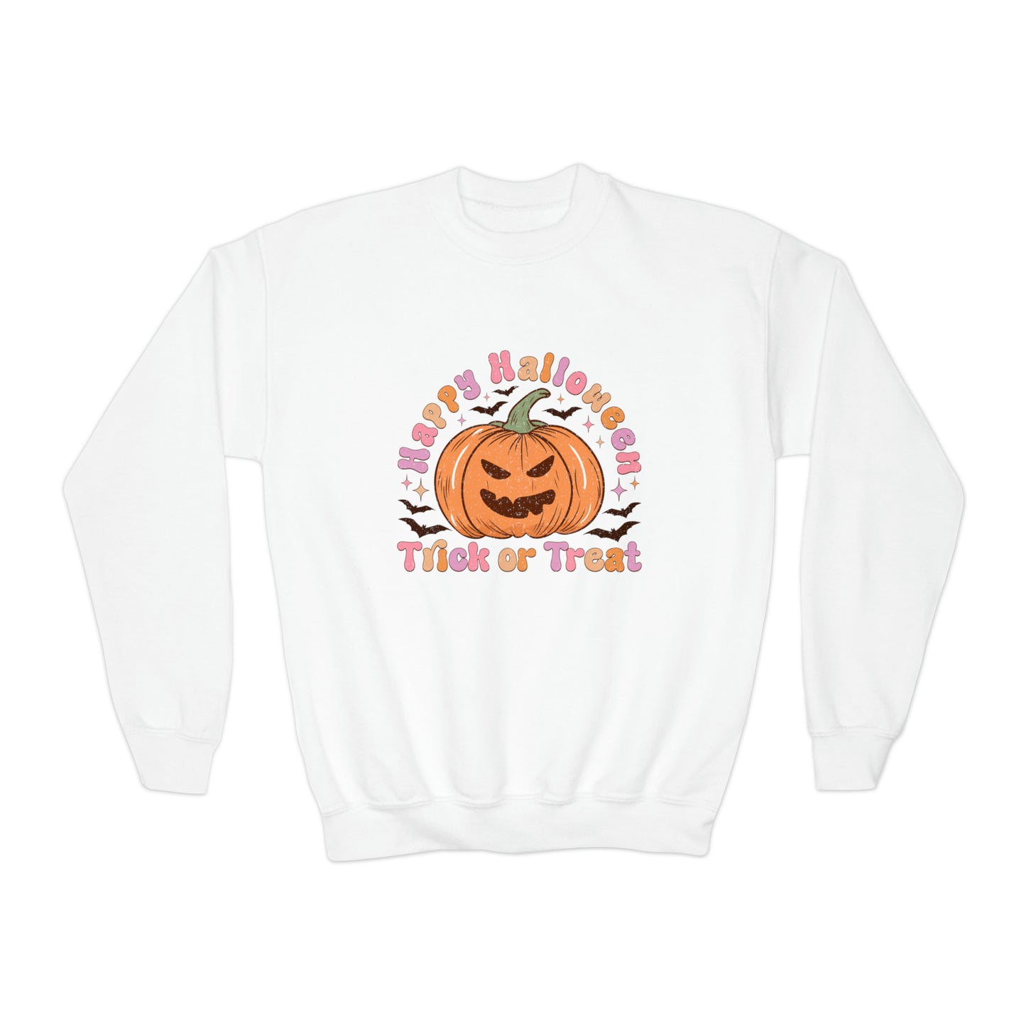 Happy Halloween Trick or Treat Youth Crewneck Sweatshirt