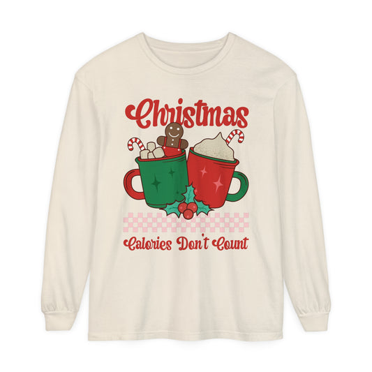 Christmas Calories Don't Count Women's Christmas Holiday Loose Long Sleeve T-Shirt