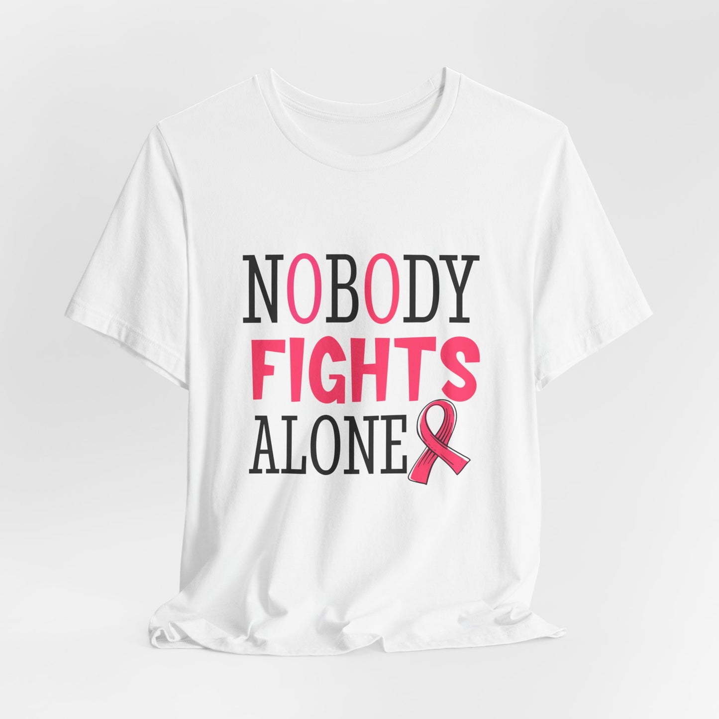 Nobody Fights Alone Women's Breast Cancer Awareness Short Sleeve Tee