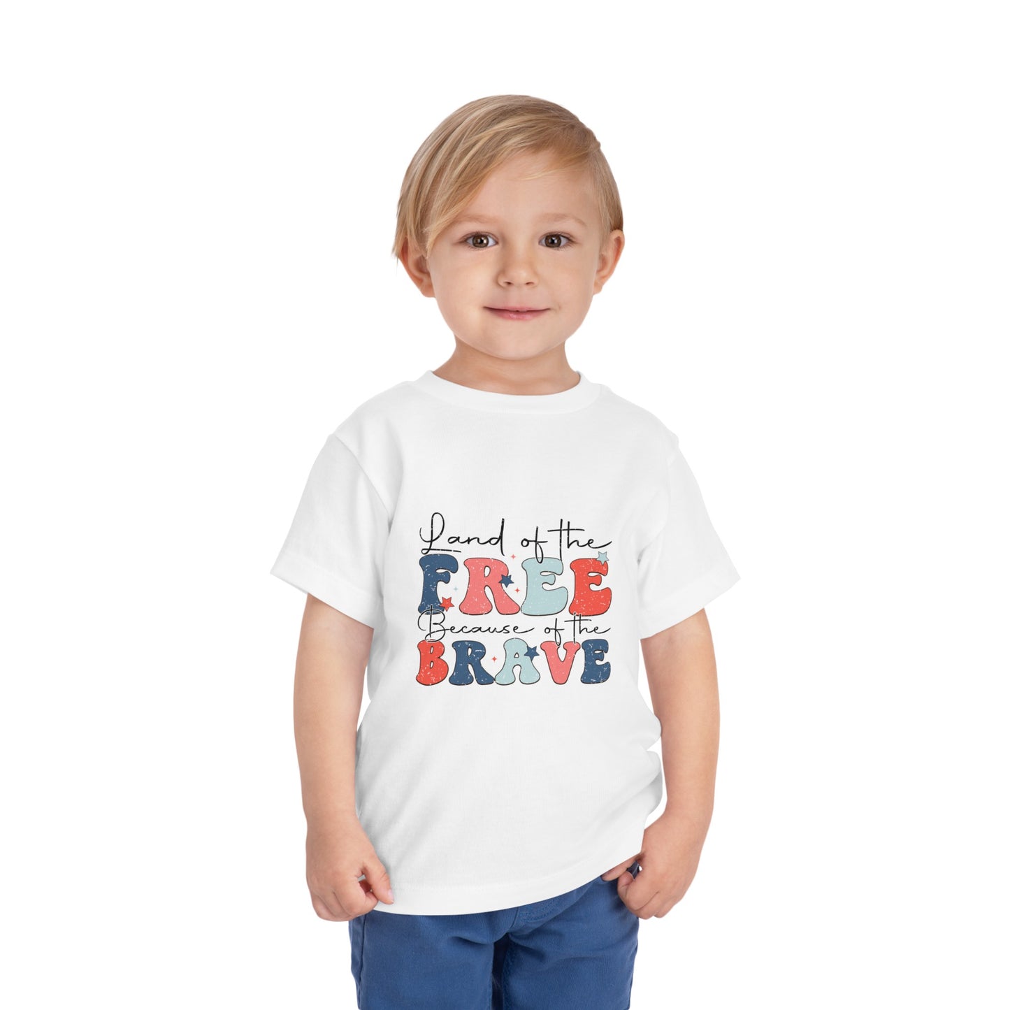 Land of the Free 4th of July Toddler Short Sleeve Tee