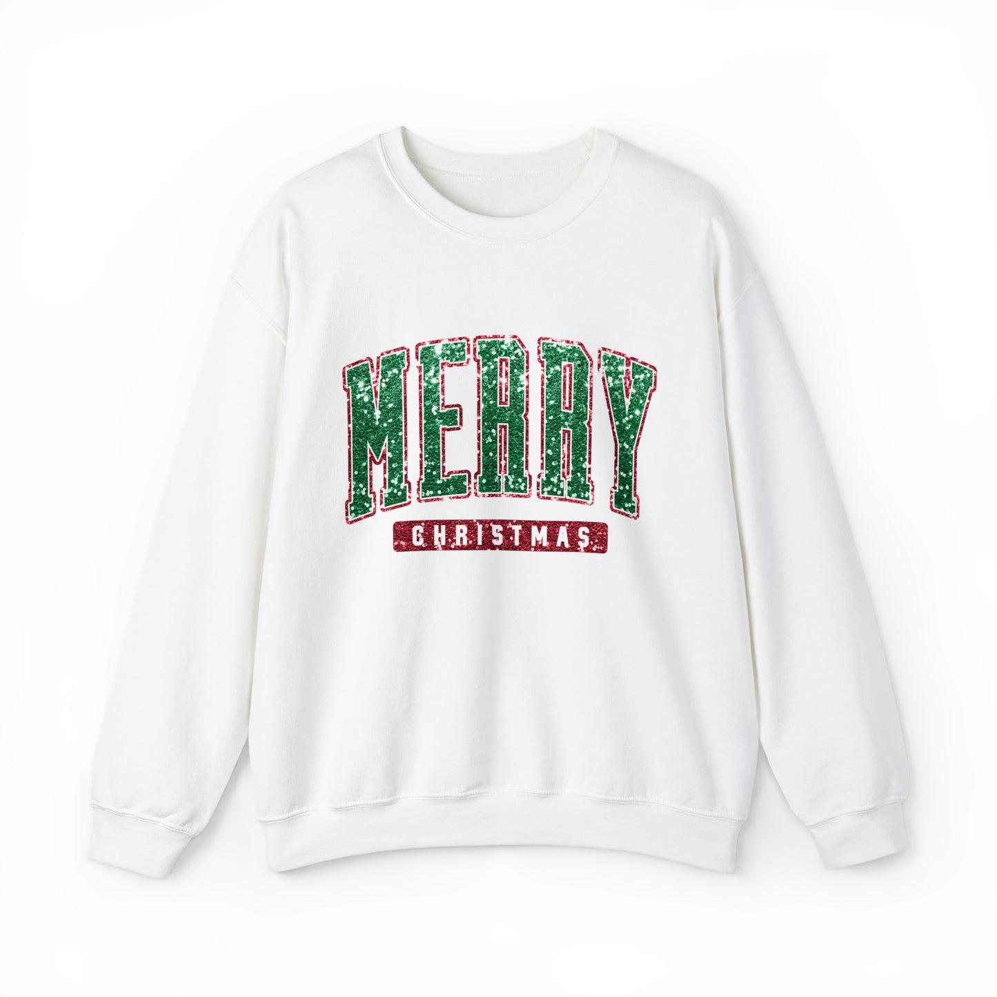 Merry Christmas Green Sparkle Women's Christmas Crewneck Sweatshirt