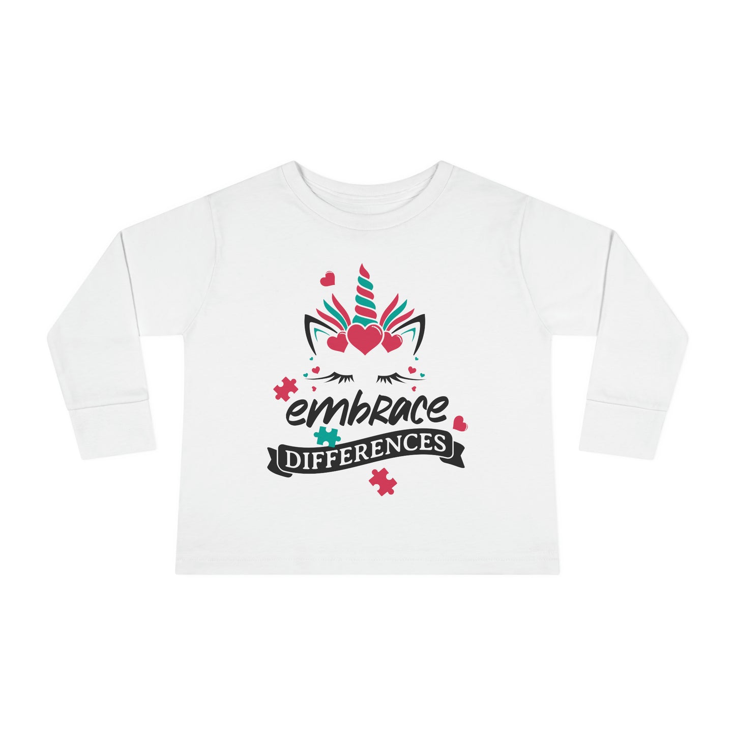 Embrace Differences Unicorn Autism Toddler Long Sleeve Tee