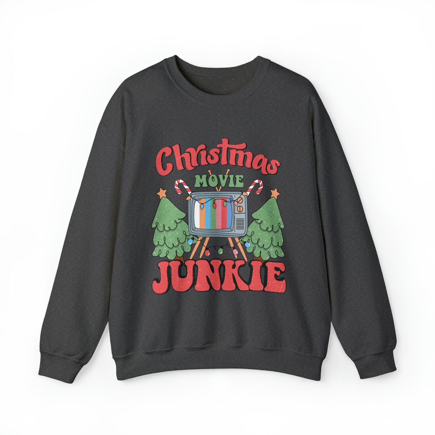 Christmas Movie Junkie Adult Unisex Christmas Crewneck Sweatshirt