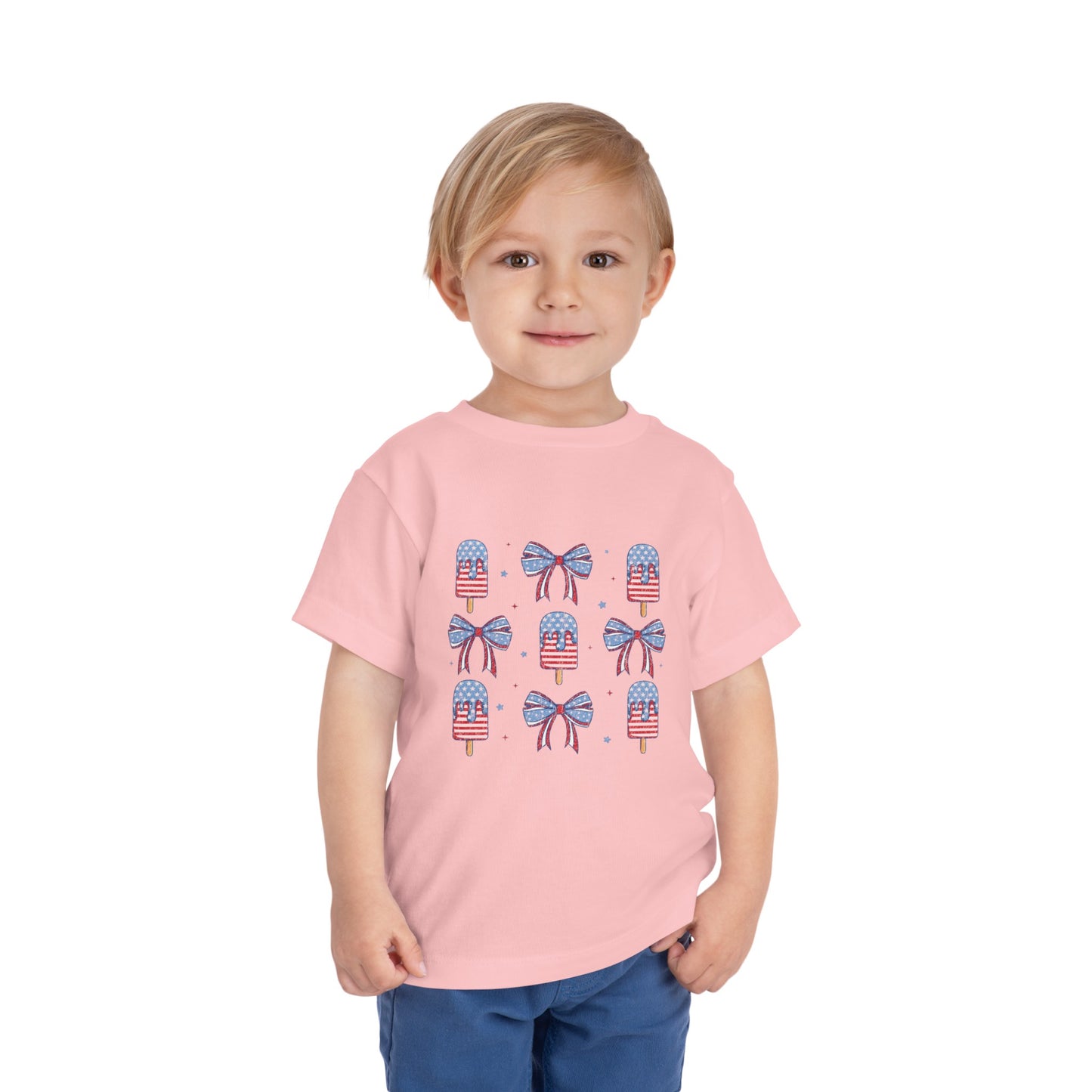American USA Popcicles and Bows Toddler Short Sleeve Tee