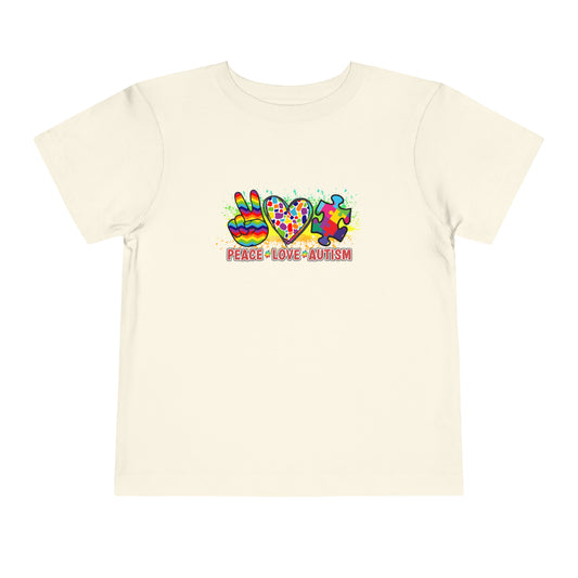 Peace Love Autism Awareness Advocate Toddler Short Sleeve Tee