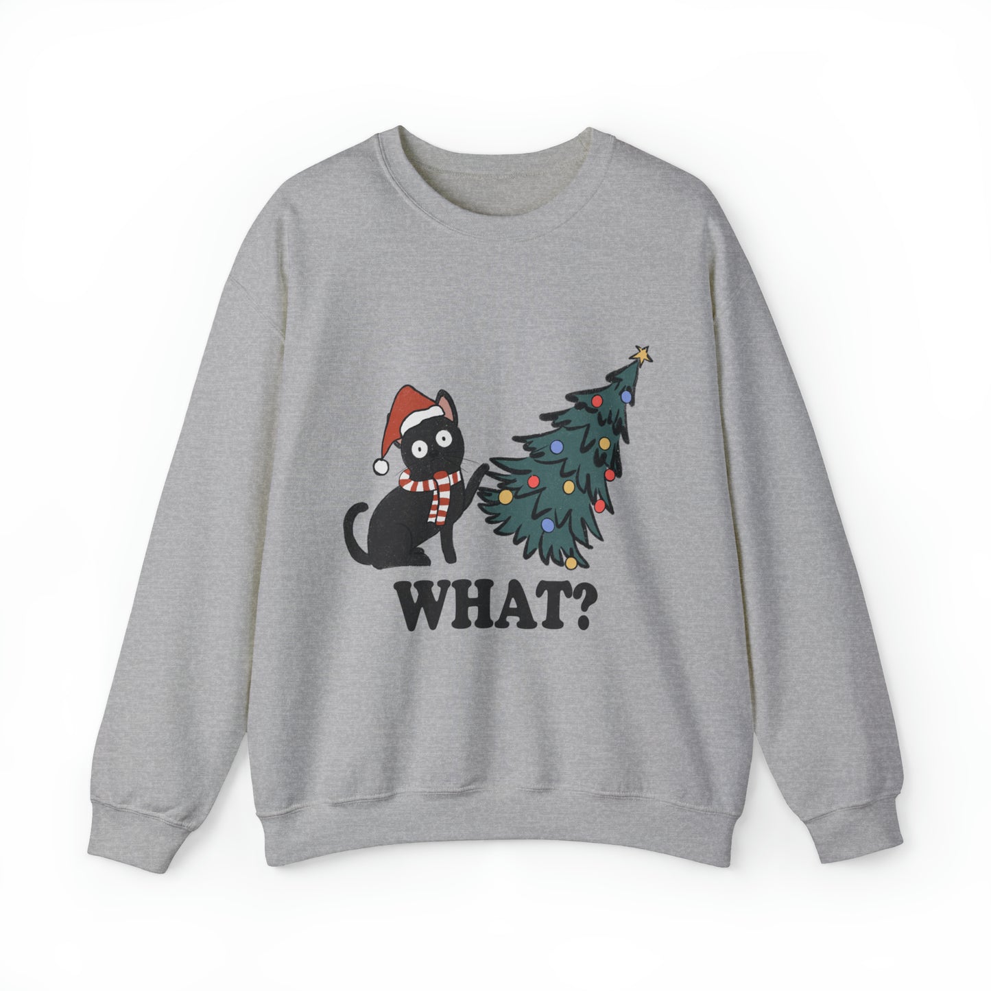 Funny Cat Christmas Adult Unisex Crewneck Sweatshirt