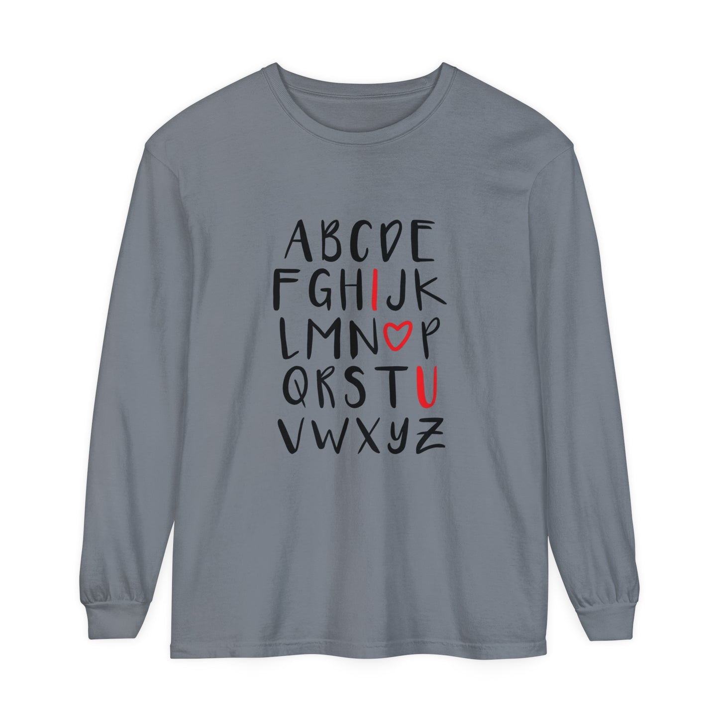 Alphabet I <3 U Women's Loose Long Sleeve T-Shirt