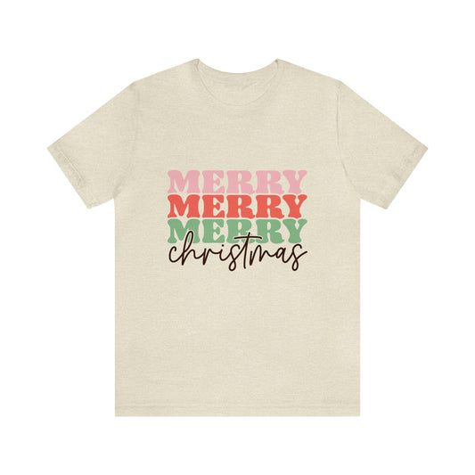 Merry Merry Merry Christmas Women's Short Sleeve Christmas T Shirt