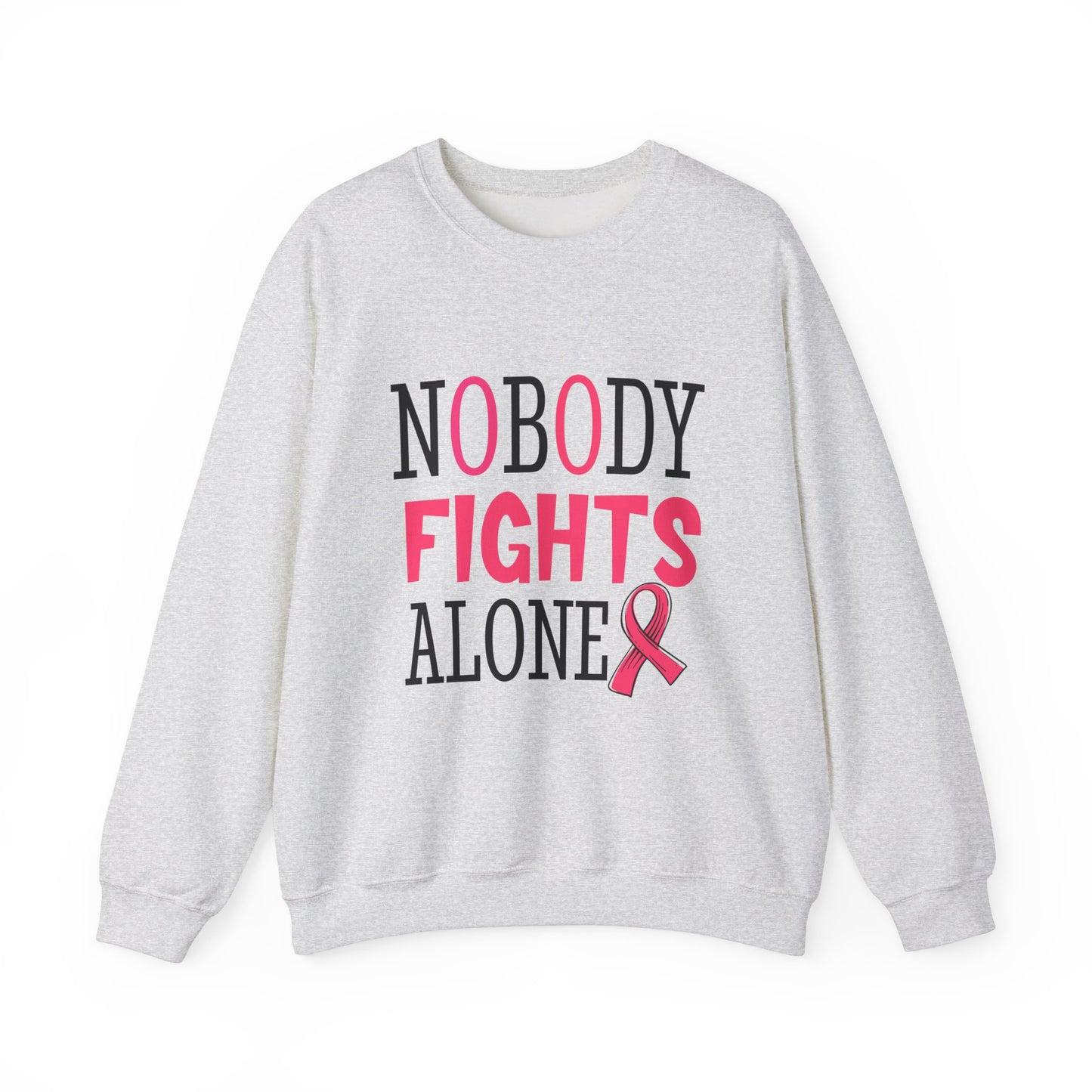 Nobody Fights Alone Breast Cancer Awareness Women's Crewneck Sweatshirt