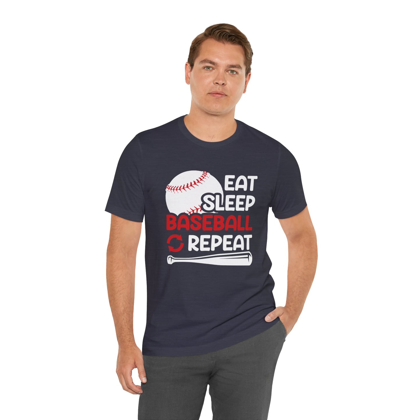 Eat Sleep Baseball Repeat Adult Unisex Baseball Short Sleeve Shirt