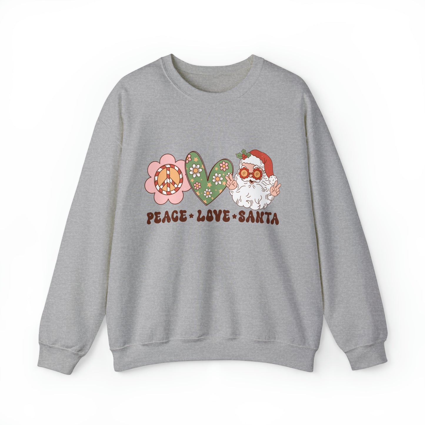 Peace Love Santa Groovy Retro Women's Christmas Sweatshirt