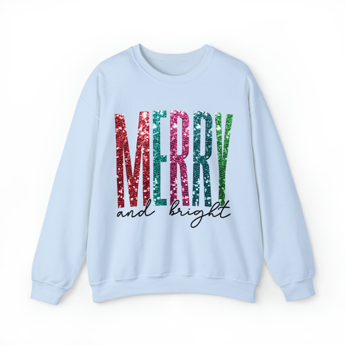 Merry & Bright Faux Sequin Women's Christmas Crewneck Sweatshirt