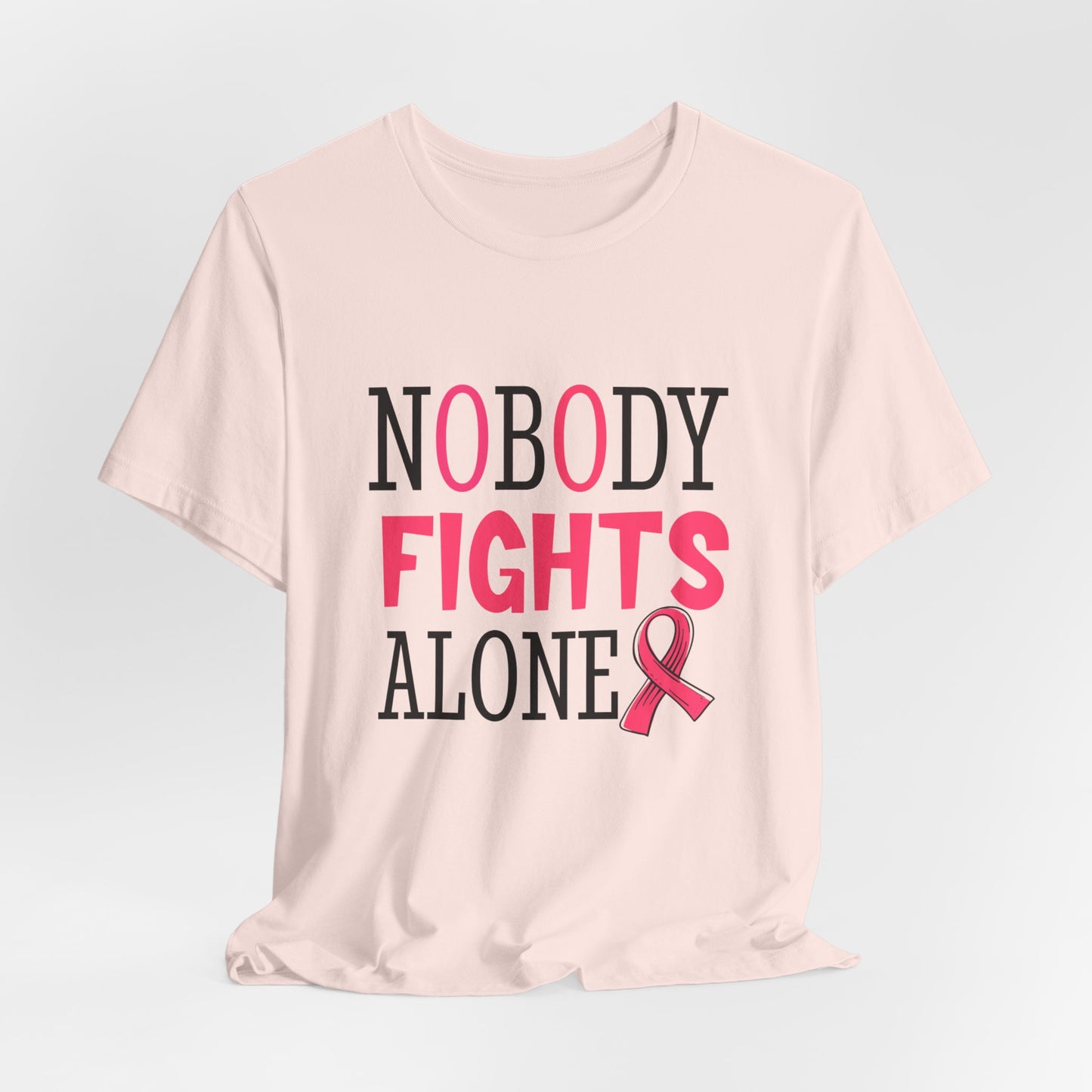 Nobody Fights Alone Women's Breast Cancer Awareness Short Sleeve Tee