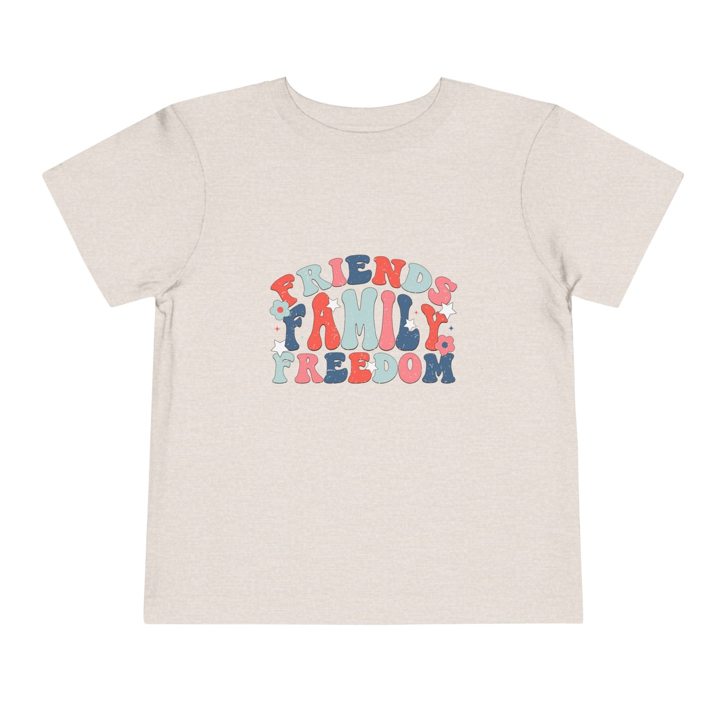 Friends Family & Freedom Patriotic 4th of July Toddler Short Sleeve Tee