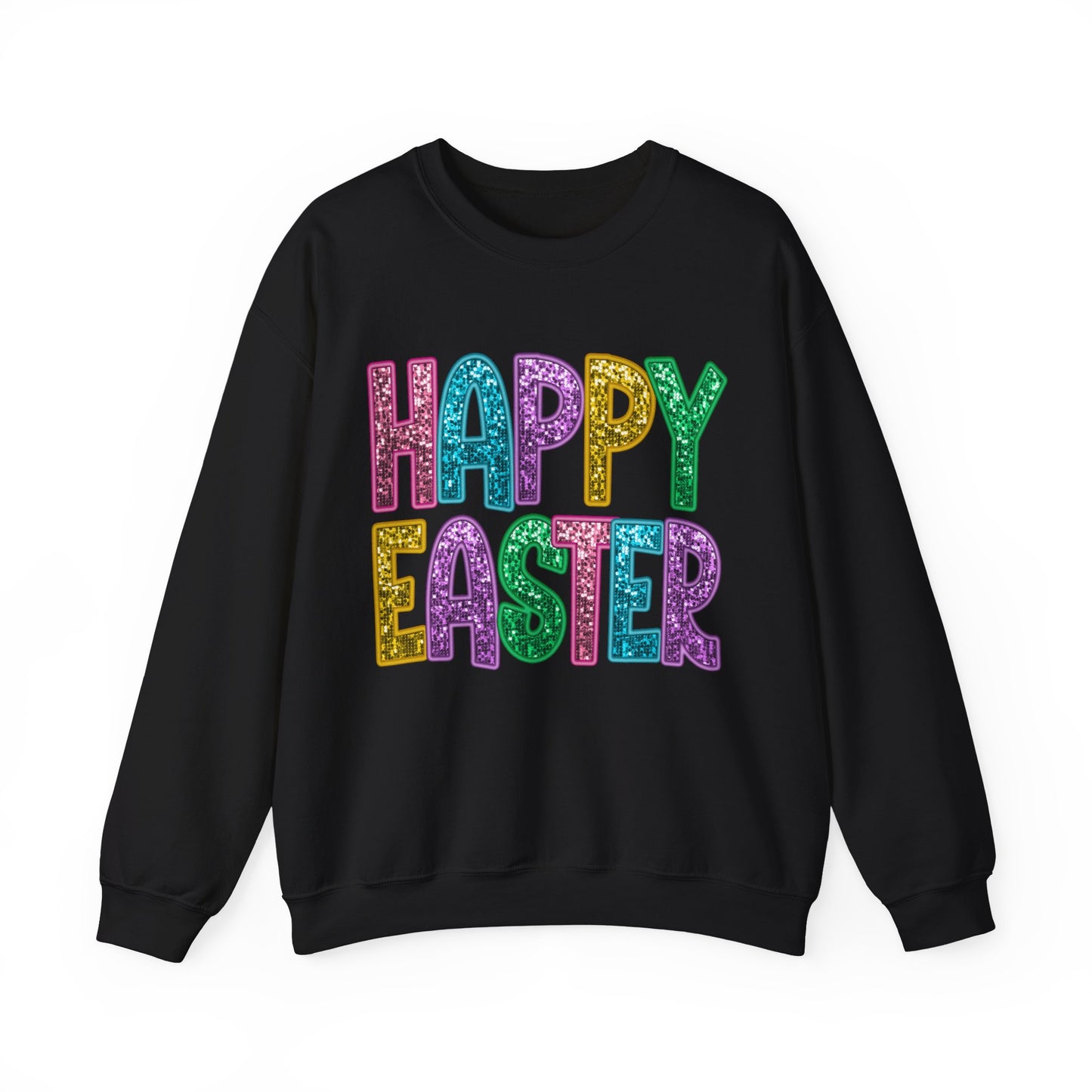 Happy Easter Faux Sequin Print Women's Easter Sweatshirt